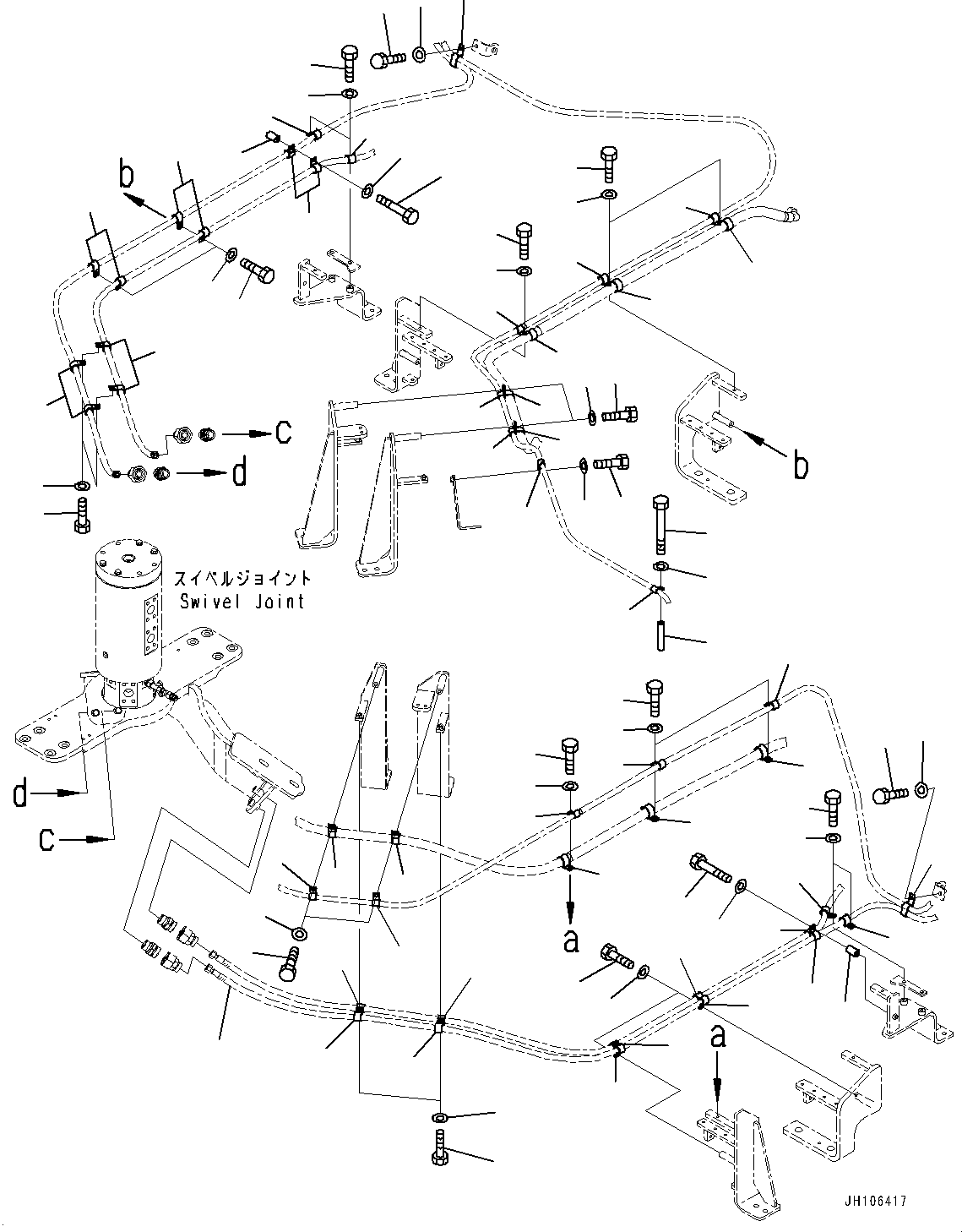 Komatsu parts book diagram for PC3400-11M0 S/N 36301-UP: TRAVEL PIPING, CLIP(#36301-)