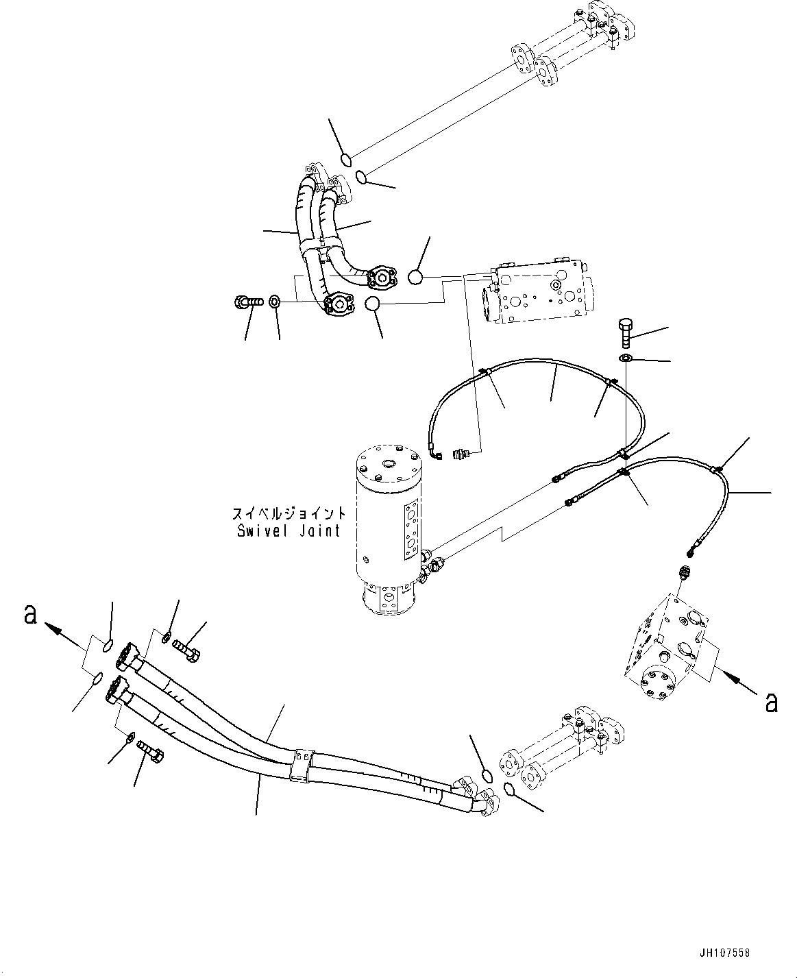 Komatsu parts book diagram for PC3400-11M0 S/N 36301-UP: TRAVEL PIPING, HOSE (FOR TRAVEL MOTOR FULL COVER)(#36301-)