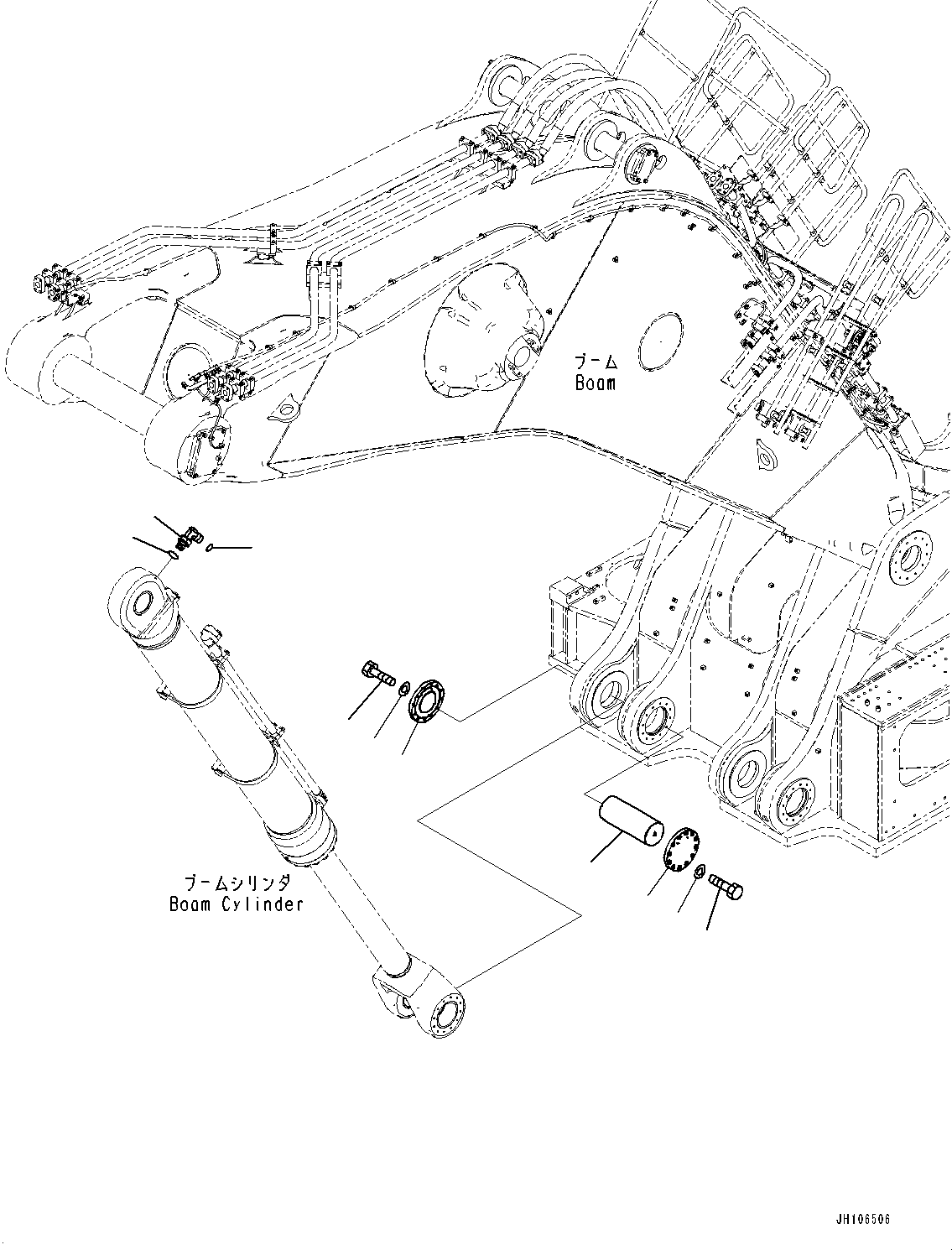 Komatsu parts book diagram for PC3400-11M0 S/N 36301-UP: BOOM CYLINDER, PIN (2/2)(#36301-)