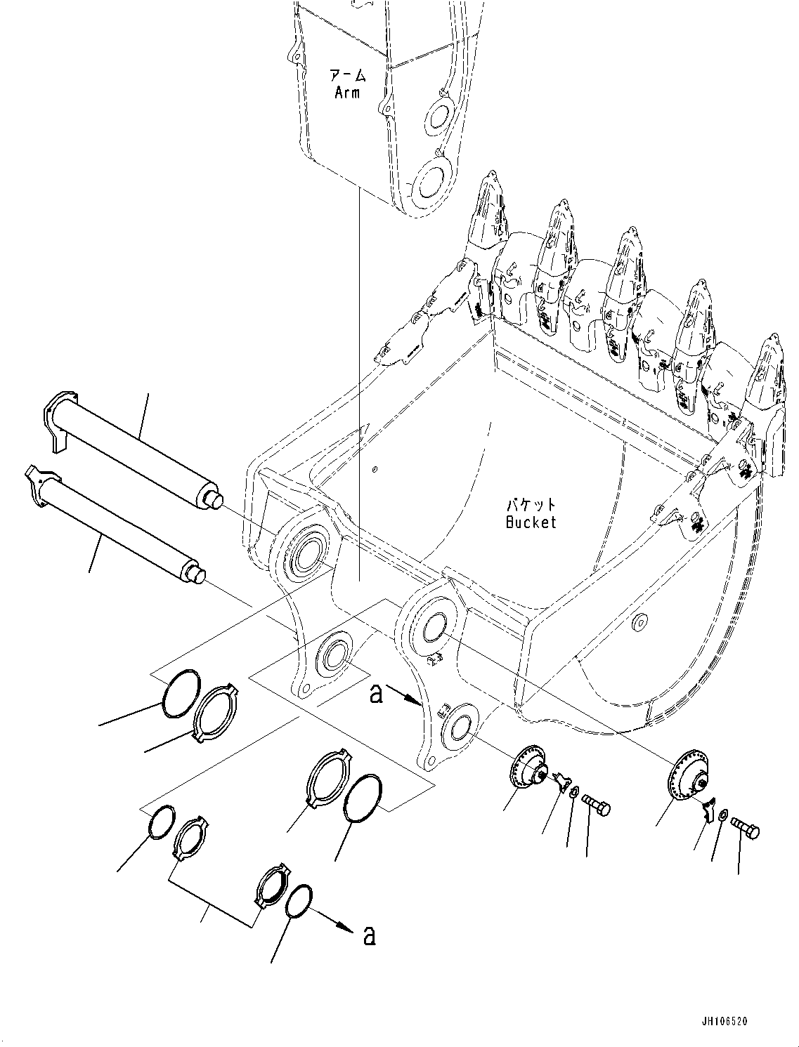 Komatsu parts book diagram for PC3400-11M0 S/N 36301-UP: BUCKET PIN, PIN(#36301-)