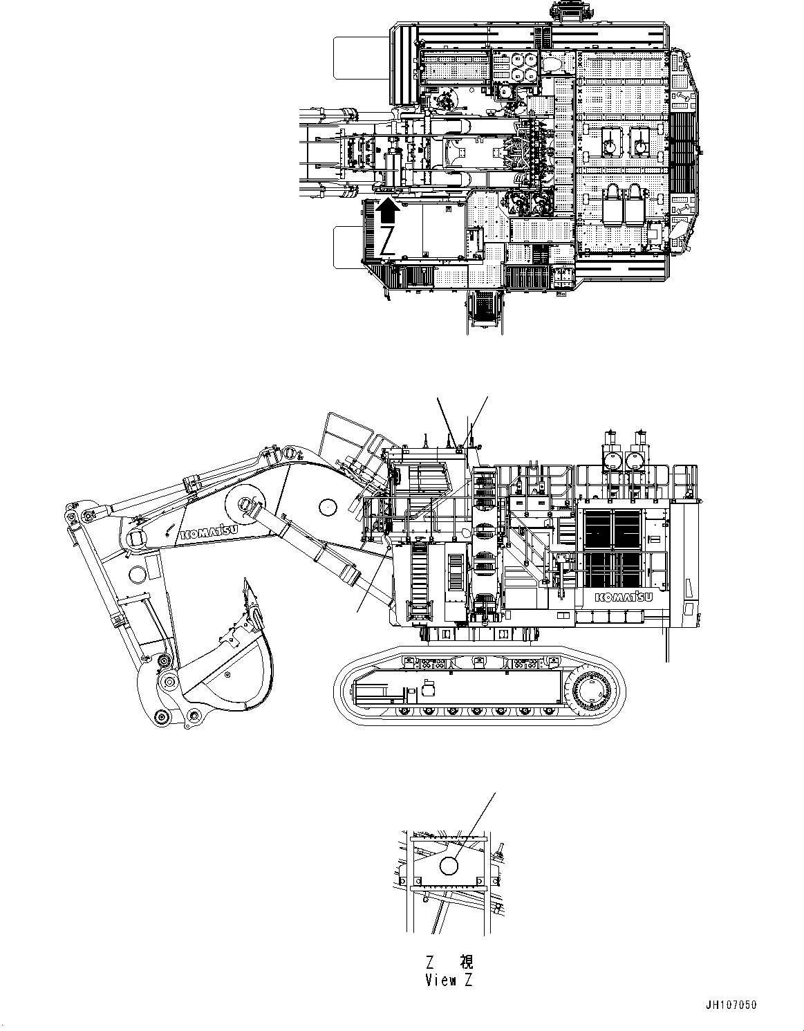 Komatsu parts book diagram for PC3400-11M0 S/N 36301-UP: MARKS AND PLATES, MARK AND PLATE (1/4)(#36301-)