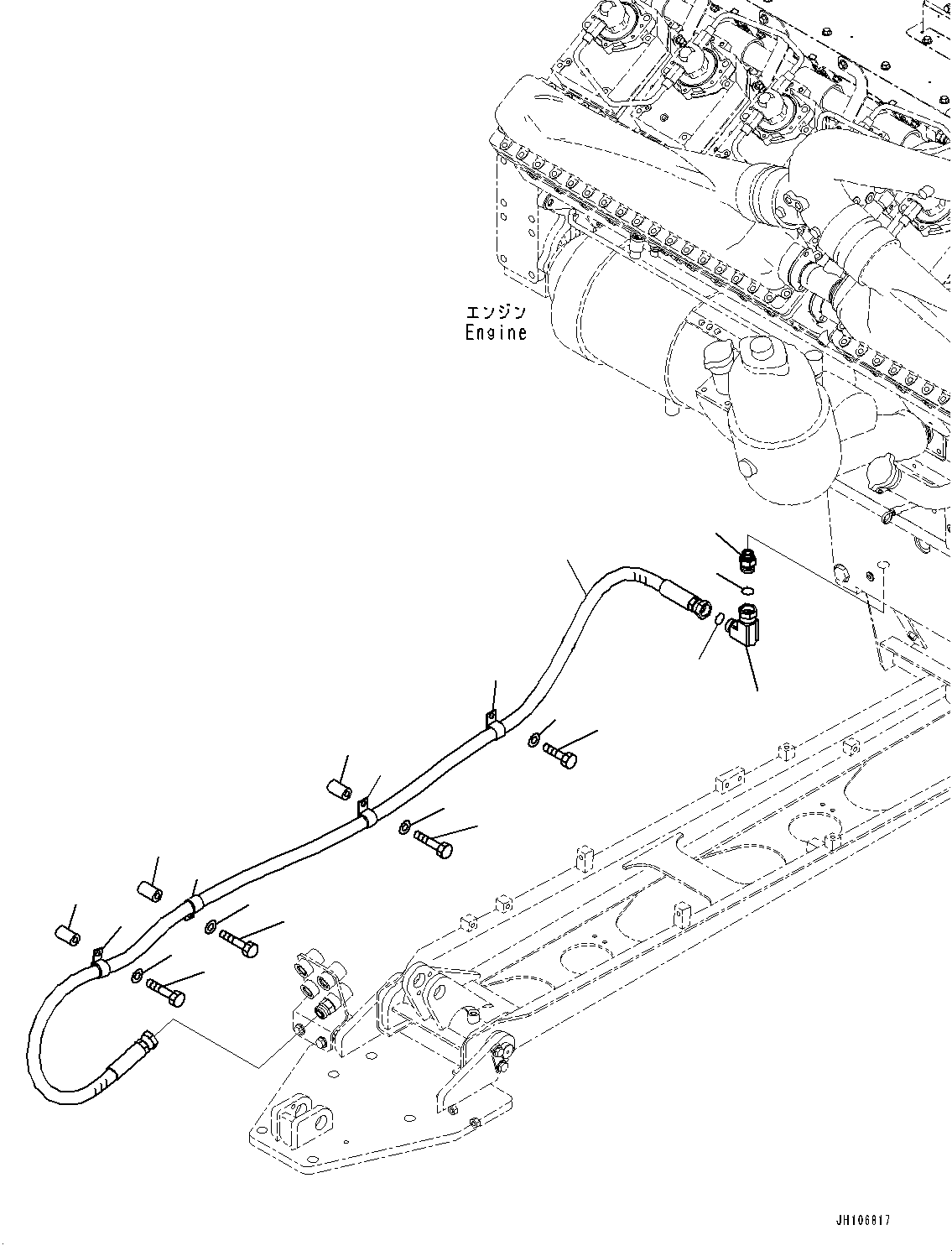 Komatsu parts book diagram for PC3400-11M0 S/N 36301-UP: SERVICE CENTER, ENGINE OIL PIPING(#36301-)
