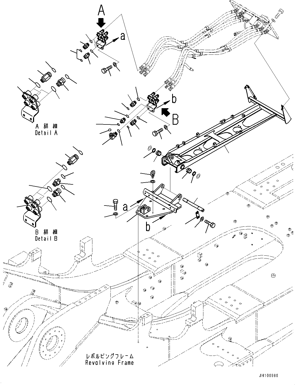 Komatsu parts book diagram for PC3400-11M0 S/N 36301-UP: SERVICE CENTER, FRAME (WITH RESERVE OIL MANAGEMENT SYSTEM)(#36301-)