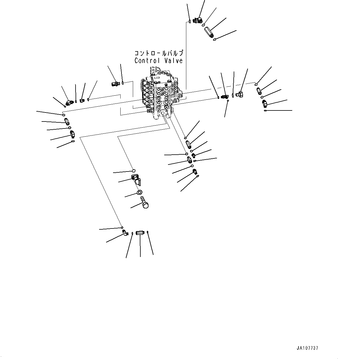 Komatsu parts book diagram for D71EX-24E0 S/N 70002-UP: CONTROL VALVE, ELBOW (1/2)(#70002-)