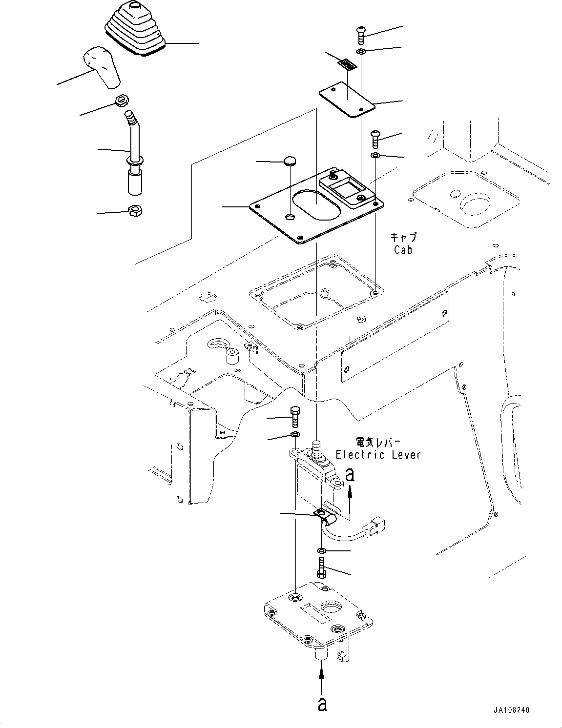 Komatsu parts book diagram for D71EX-24E0 S/N 70002-UP: CAB ELECTRICAL UNIT, REAR WORK EQUIPMENT CONTROL LEVER(#70002-)
