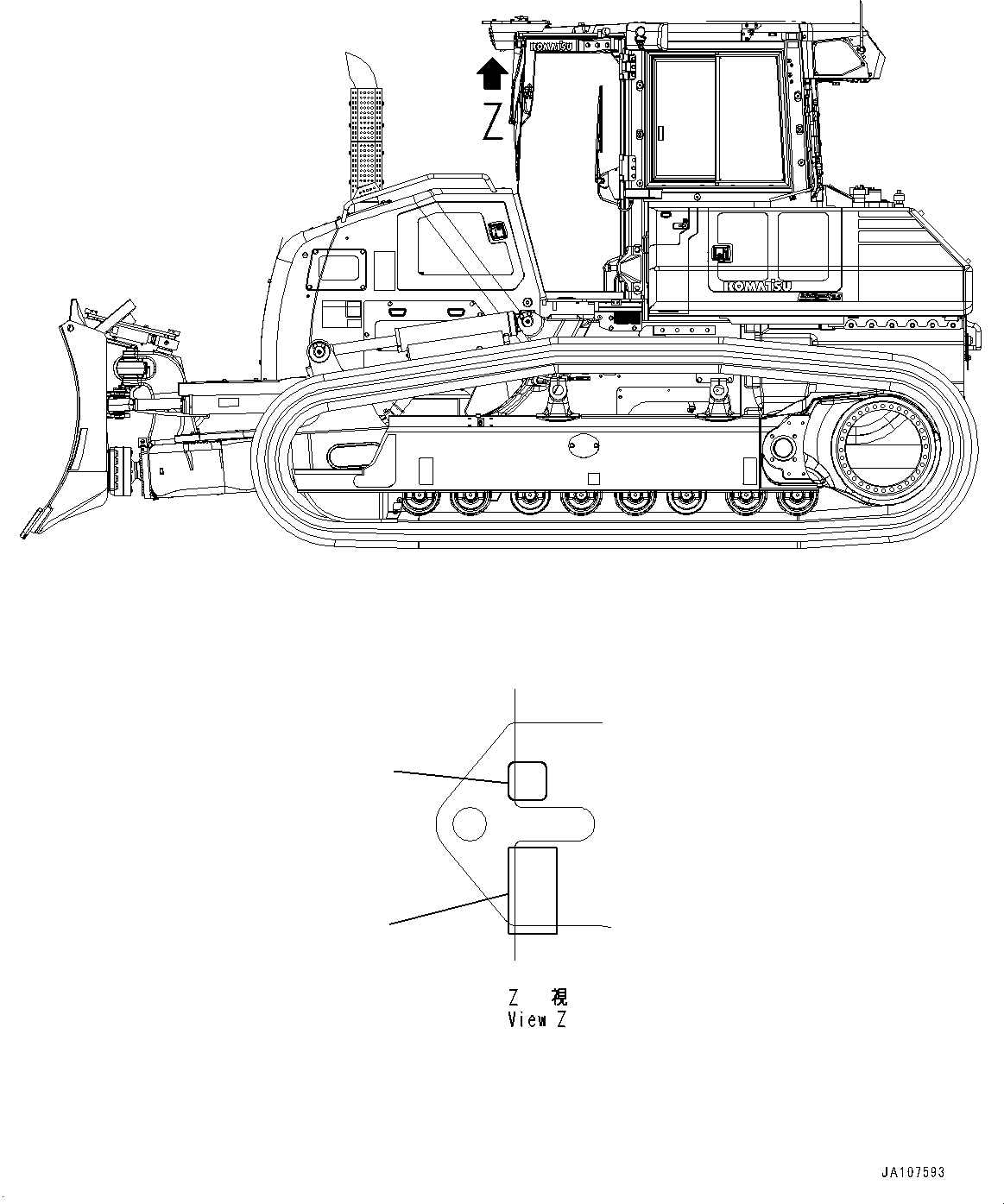 Komatsu parts book diagram for D71EX-24E0 S/N 70002-UP: PLATE, TIE-OFF, (#70002-)