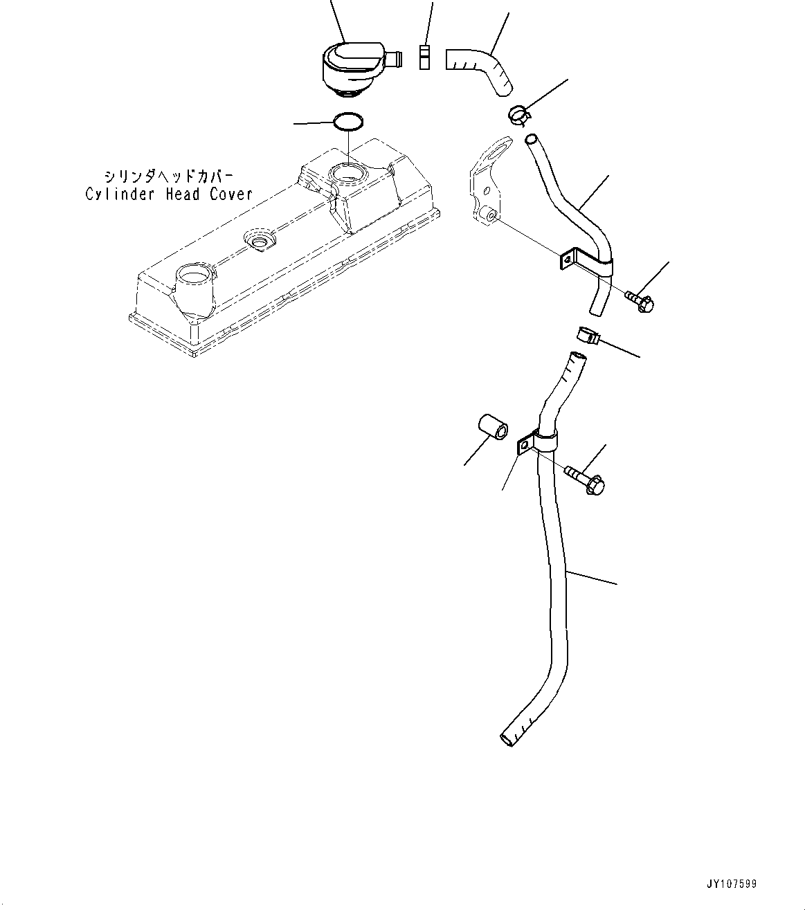 Komatsu parts book diagram for SAA4D95LE-5 S/N 0-UP (For PC130-10M0): BREATHER, (#577757-)