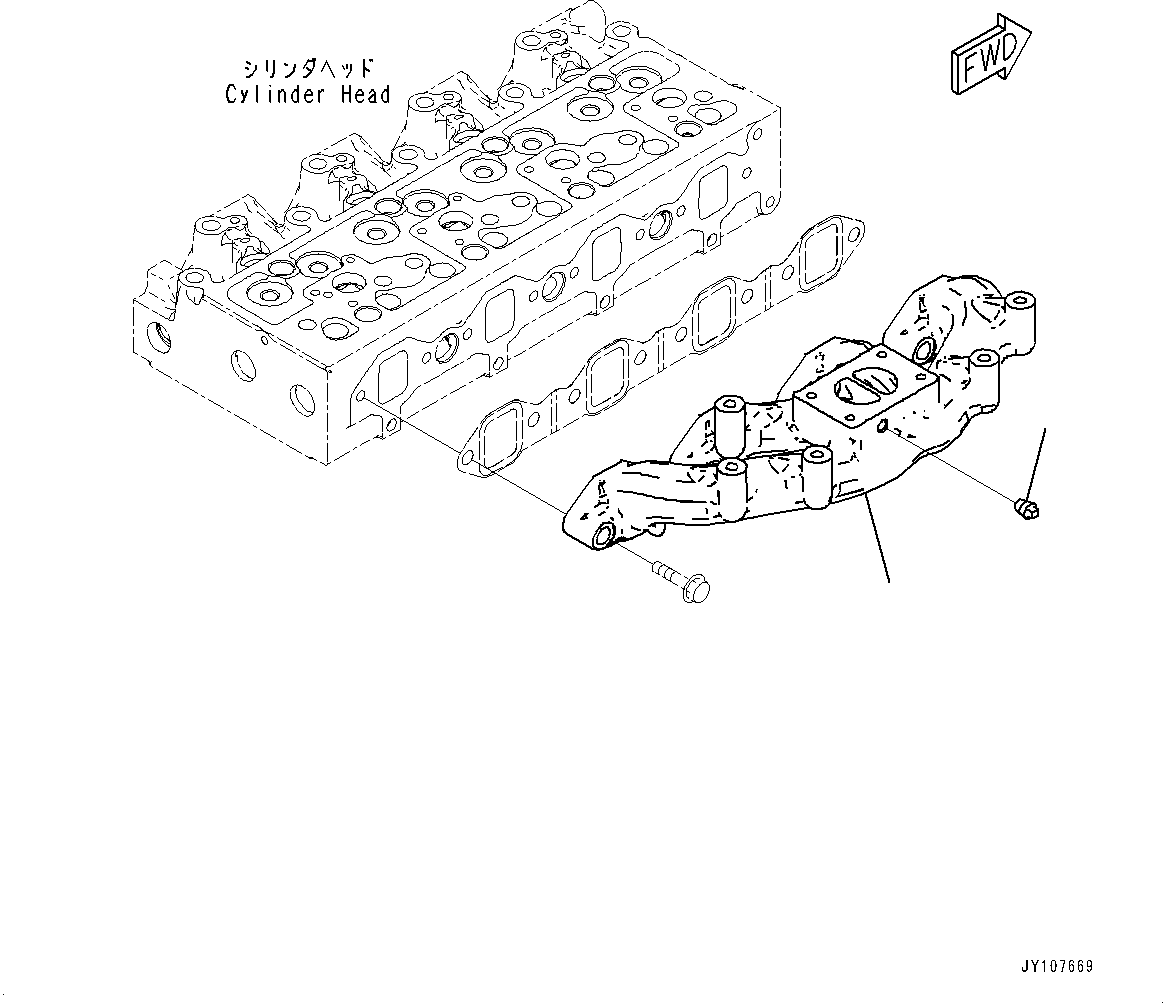 Komatsu parts book diagram for SAA4D95LE-5 S/N 0-UP (For PC130-10M0): EXHAUST MANIFOLD, (#577757-)