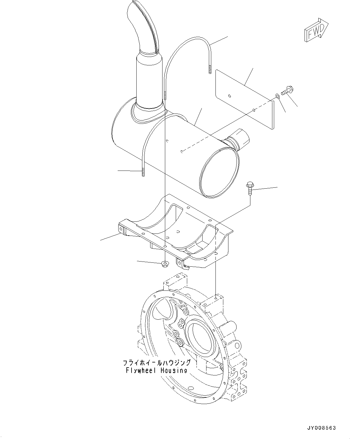 Komatsu parts book diagram for SAA4D95LE-5 S/N 0-UP (For PC130-10M0): EXHAUST MUFFLER, (#577757-)