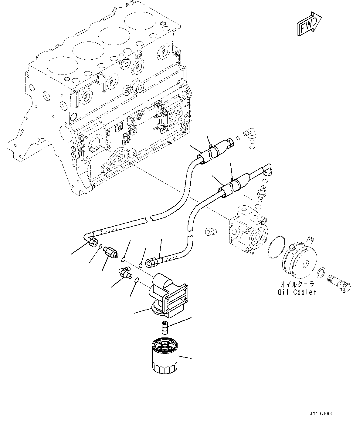 Komatsu parts book diagram for SAA4D95LE-5 S/N 0-UP (For PC130-10M0): ENGINE OIL FILTER, (#577757-)