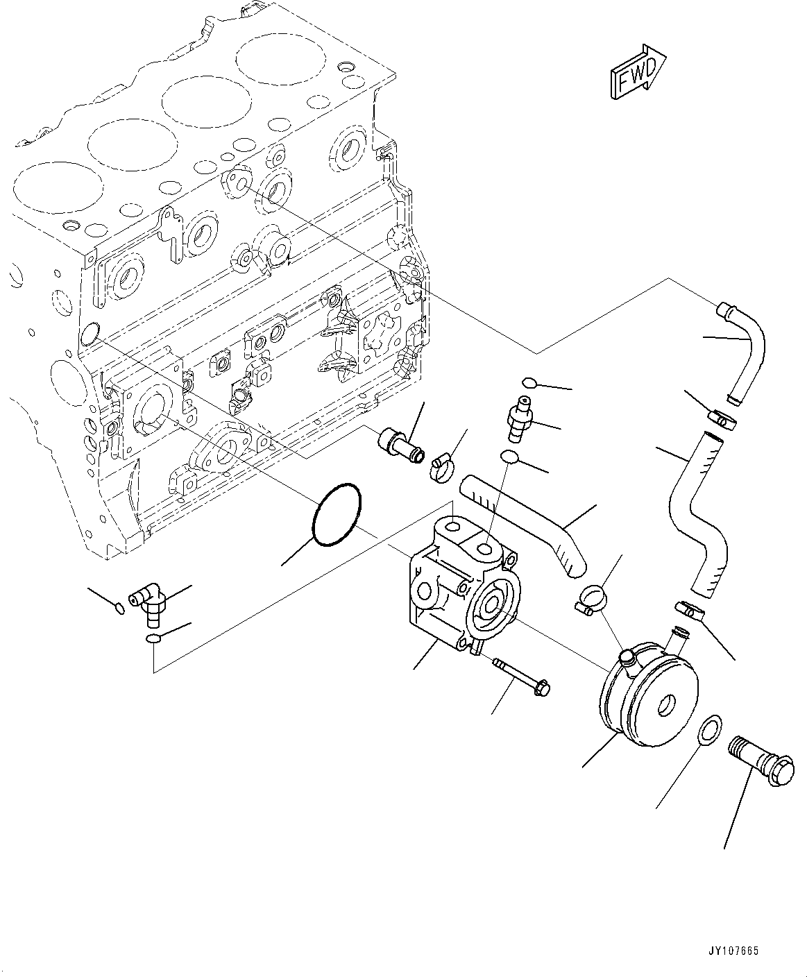 Komatsu parts book diagram for SAA4D95LE-5 S/N 0-UP (For PC130-10M0): ENGINE OIL COOLER, (#577757-)