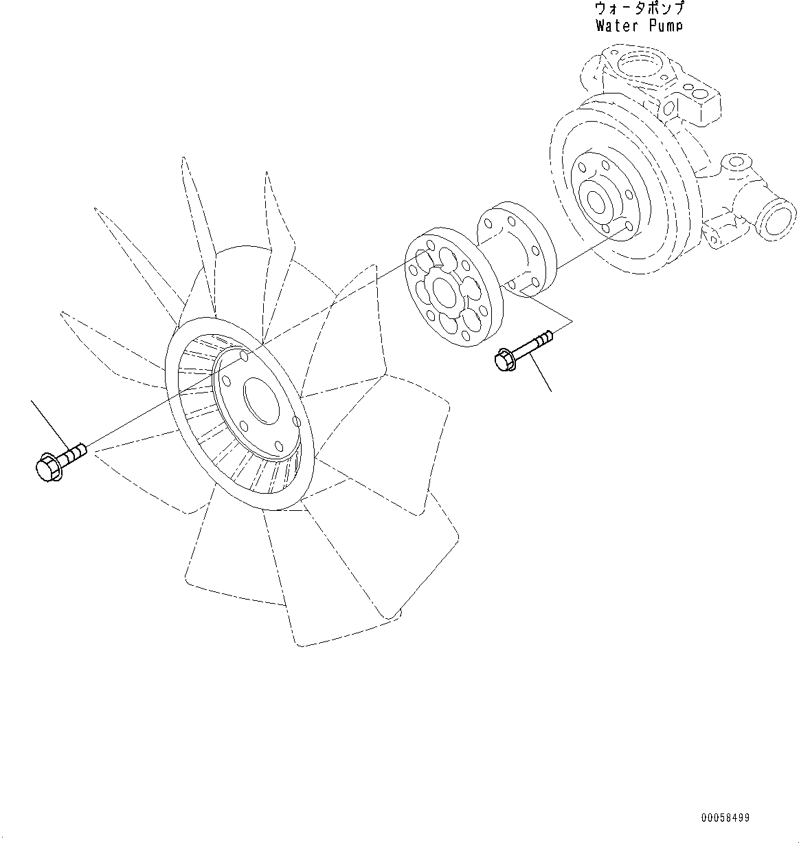 Komatsu parts book diagram for SAA4D95LE-5 S/N 0-UP (For PC130-10M0): COOLING FAN MOUNTING, (#577757-)