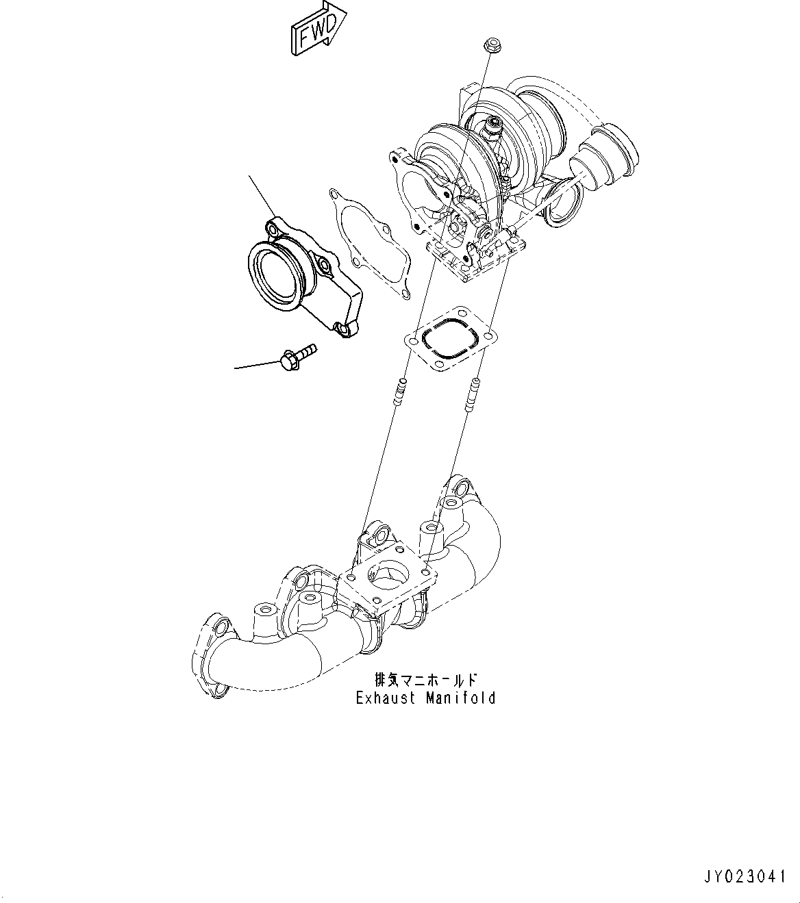 Komatsu parts book diagram for SAA4D107E-1 S/N 26739553-UP (For PC200-10M0): TURBOCHARGER EXHAUST GAS CONNECTOR, (#26739553-)