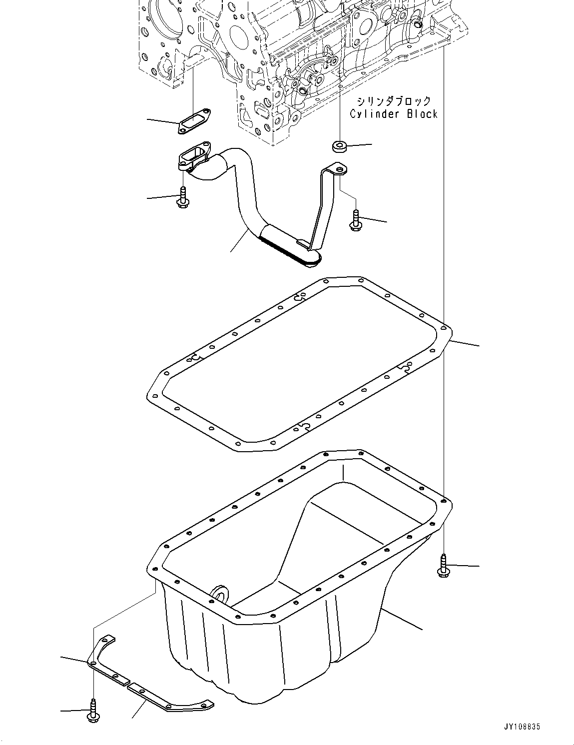 Komatsu parts book diagram for SAA4D107E-1 S/N 26739553-UP (For PC200-10M0): ENGINE OIL PAN, (#26739553-)