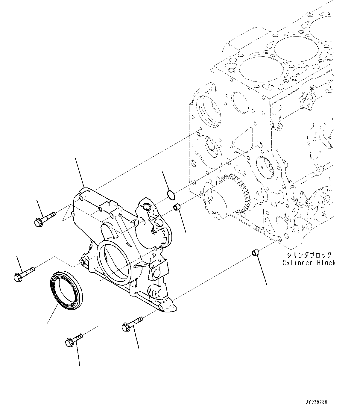 Komatsu parts book diagram for SAA4D107E-1 S/N 26739553-UP (For PC200-10M0): FRONT GEAR COVER, (#26739553-)