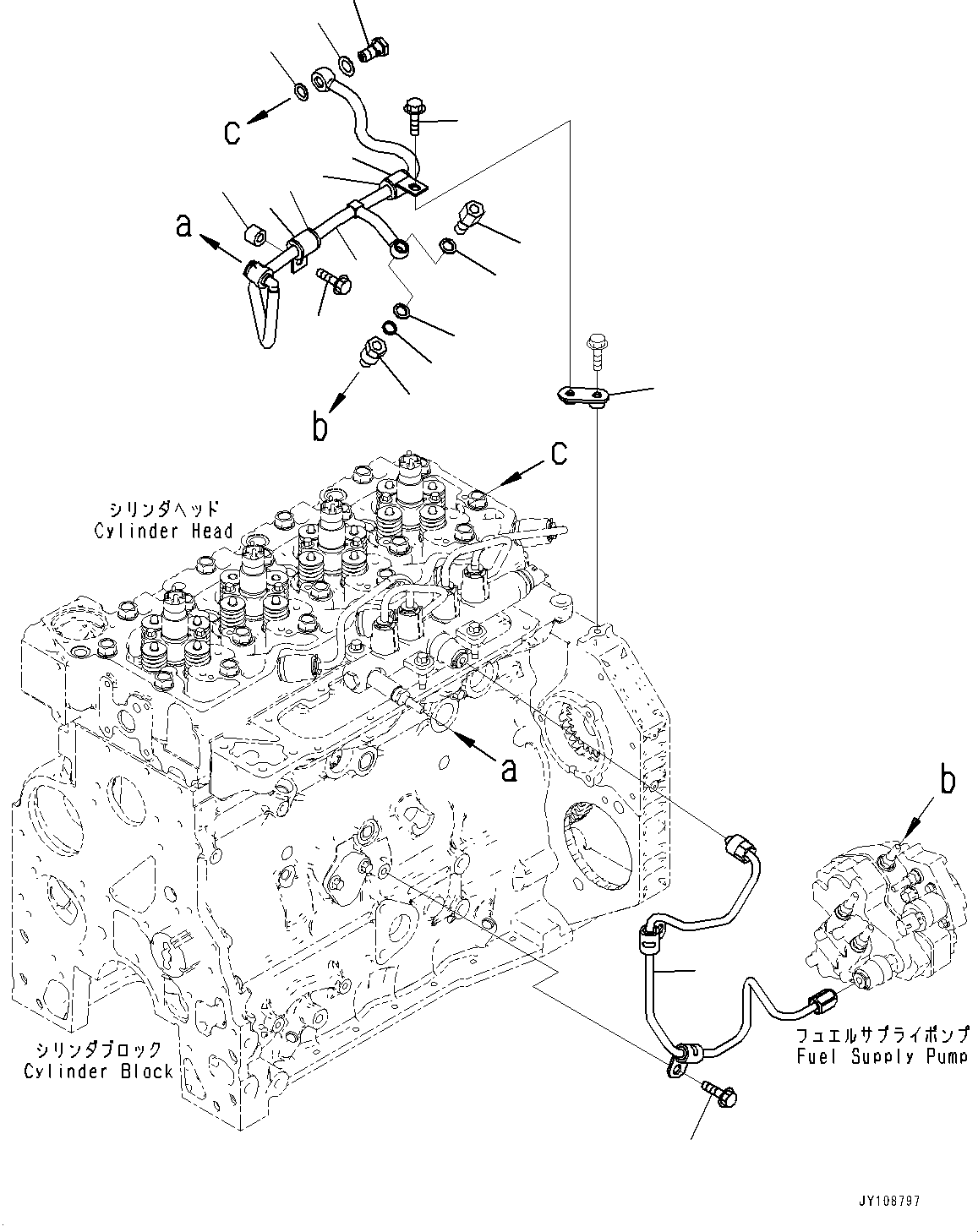 Komatsu parts book diagram for SAA4D107E-1 S/N 26739553-UP (For PC200-10M0): FUEL PIPING, (#26739553-)