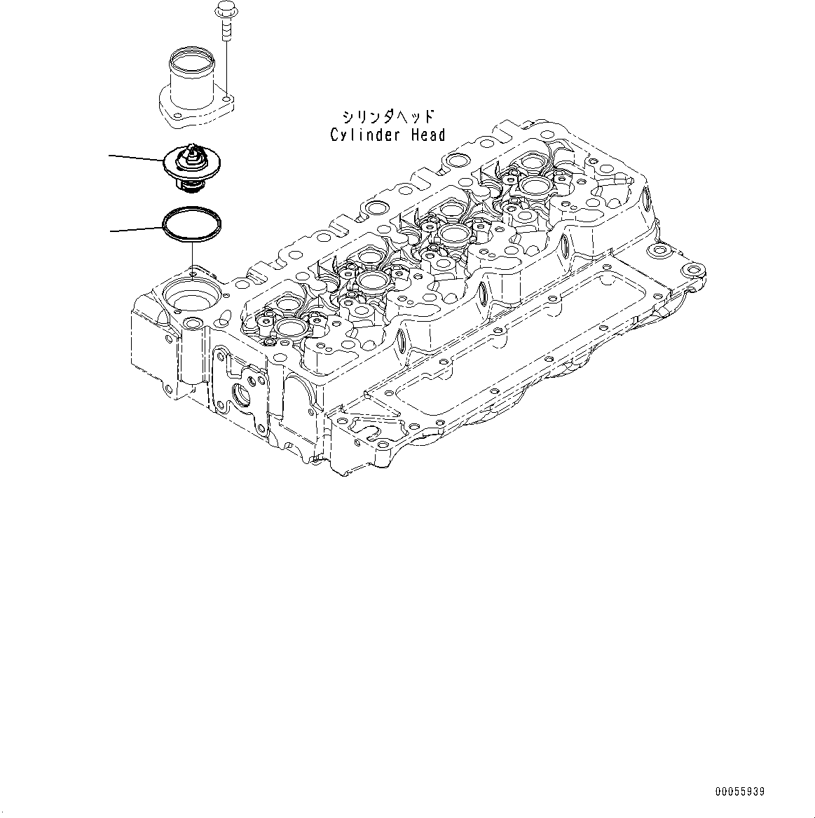 Komatsu parts book diagram for SAA4D107E-1 S/N 26739553-UP (For PC200-10M0): THERMOSTAT, (#26739553-)