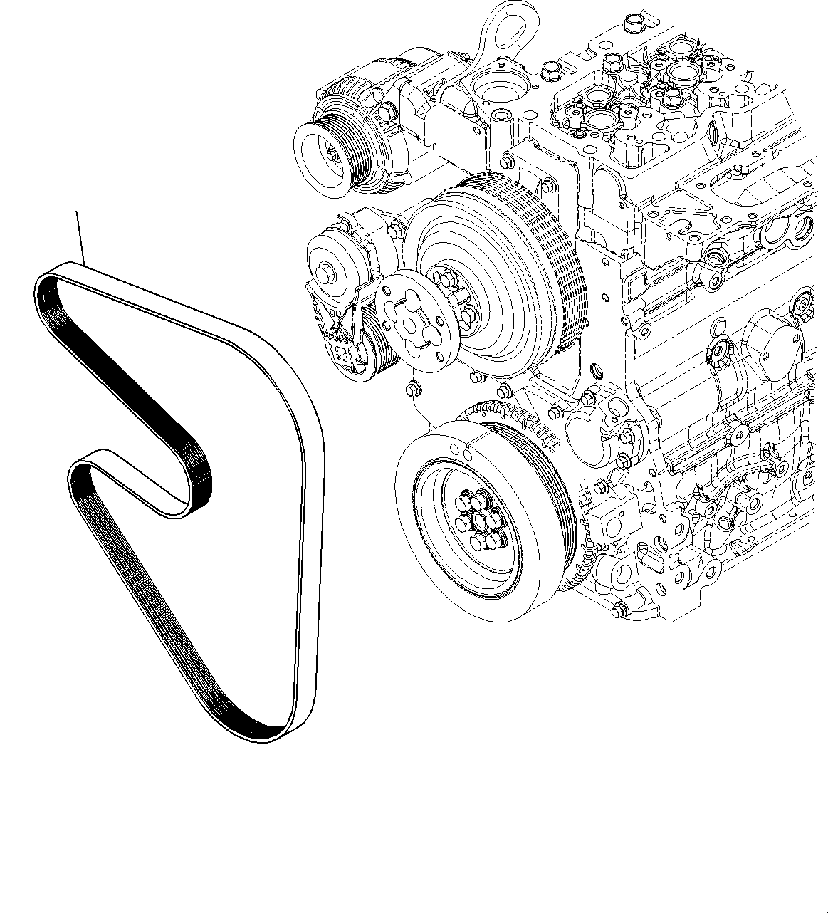 Komatsu parts book diagram for SAA4D107E-1 S/N 26739553-UP (For PC200-10M0): COOLING FAN BELT, (#26739553-)