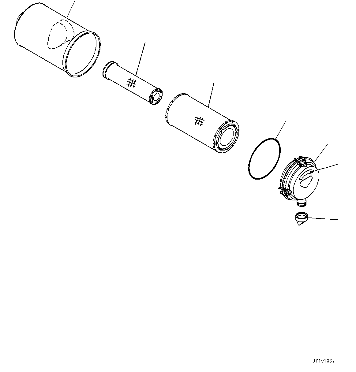 Komatsu parts book diagram for PC200LC-8M0 S/N C10001-UP: AIR INTAKE CONNECTOR, INNER PARTS, AIR CLEANER (AUTO AIR CONDITIONER)(#C10001-)