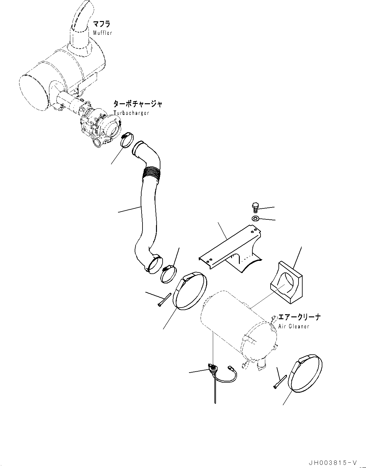 Komatsu parts book diagram for PC200LC-8M0 S/N C10001-UP: AIR INTAKE CONNECTOR, AIR CLEANER RELATED PARTS(#C10001-)