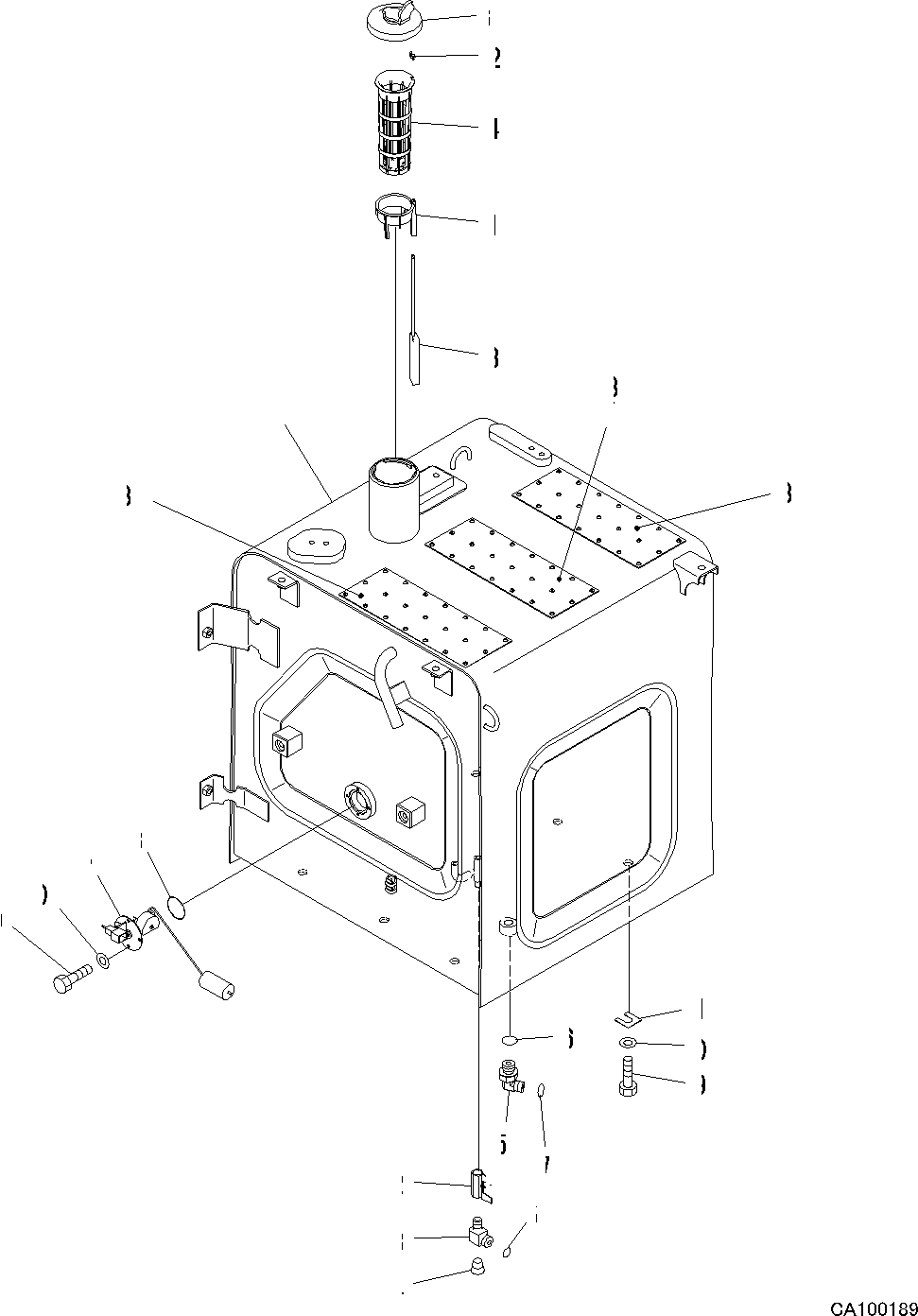 Komatsu parts book diagram for PC200LC-8M0 S/N C10001-UP: FUEL TANK, (WITH REFUELING PUMP)(#C10001-)