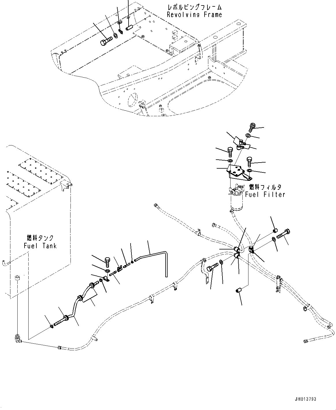 Komatsu parts book diagram for PC200LC-8M0 S/N C10001-UP: FUEL PIPING, DRAIN PIPING (EXTRA BAD FUEL AND POOR FUEL SPECIFICATION, WATER+DUST, ADDITIONAL FILTER)(#C10001-)