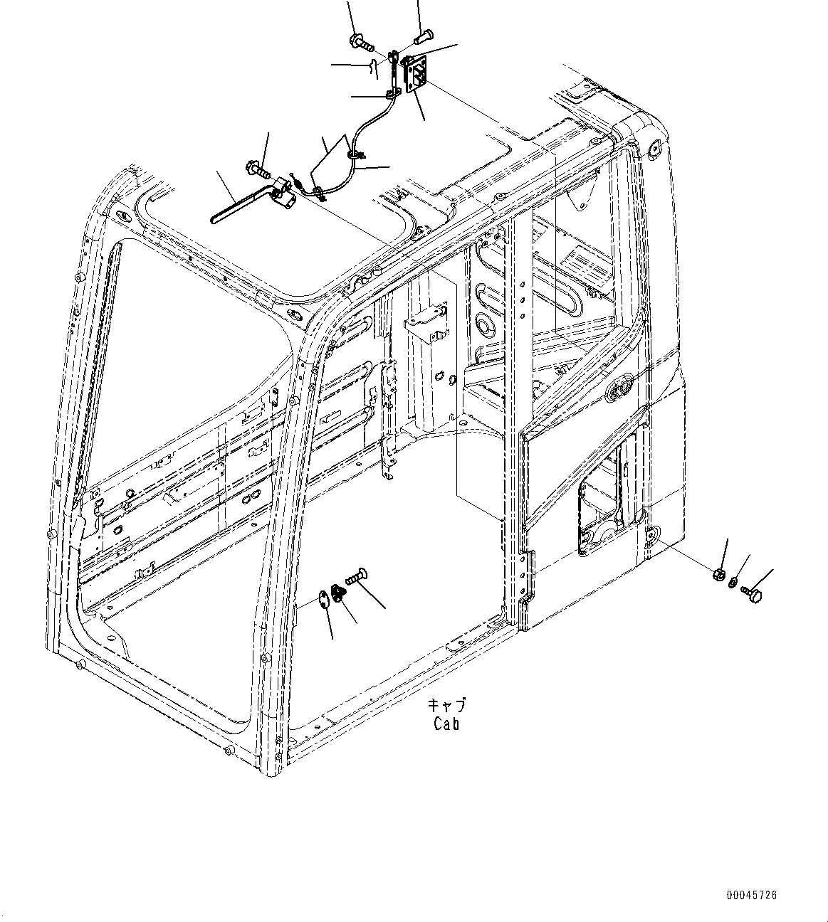 Komatsu parts book diagram for PC200LC-8M0 S/N C10001-UP: CAB, OPEN LOCK AND DOOR CATCH(#C13138-)