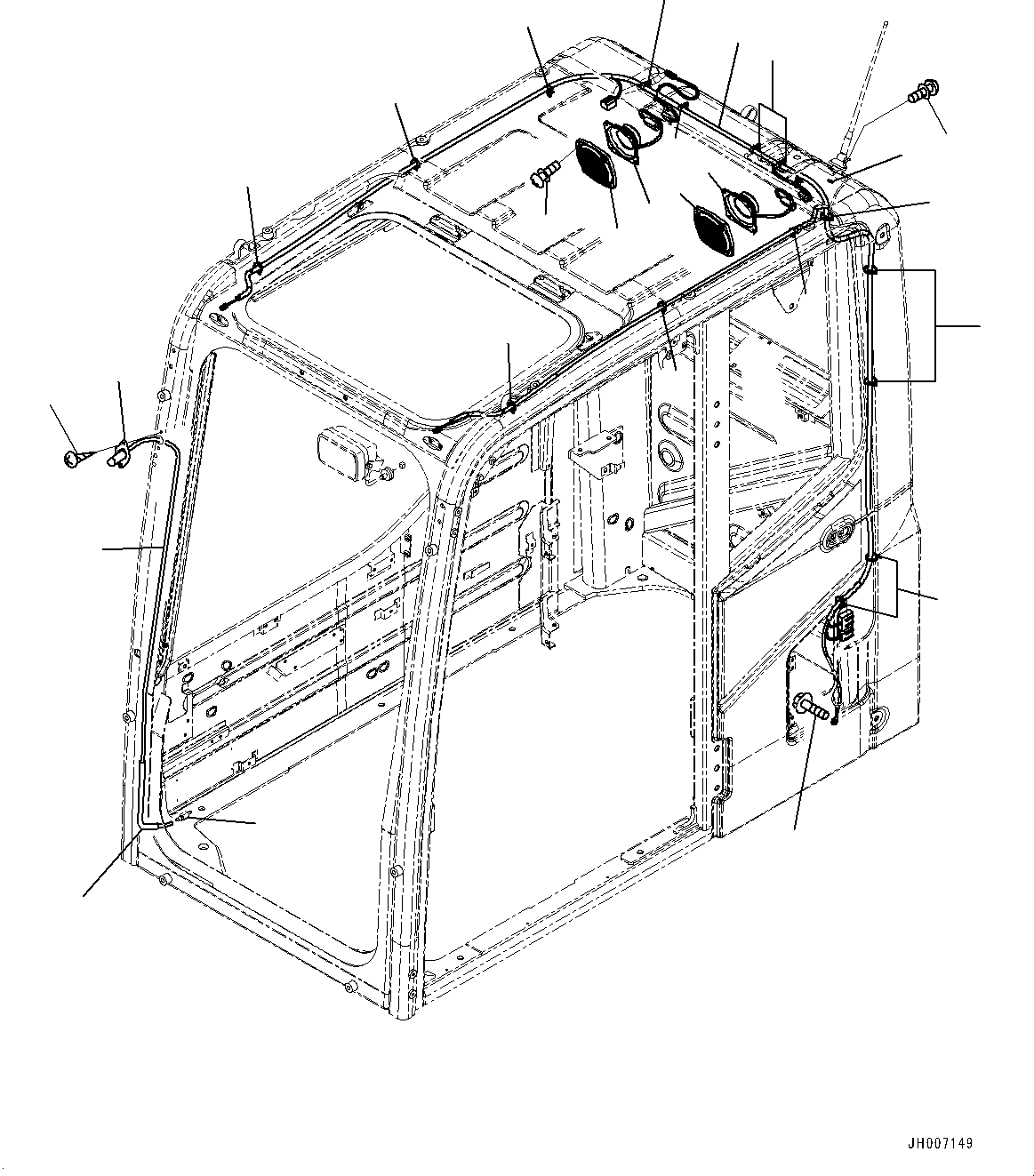 Komatsu parts book diagram for PC200LC-8M0 S/N C10001-UP: CAB, SPEAKER AND WINDOW WASHER(#C13138-)