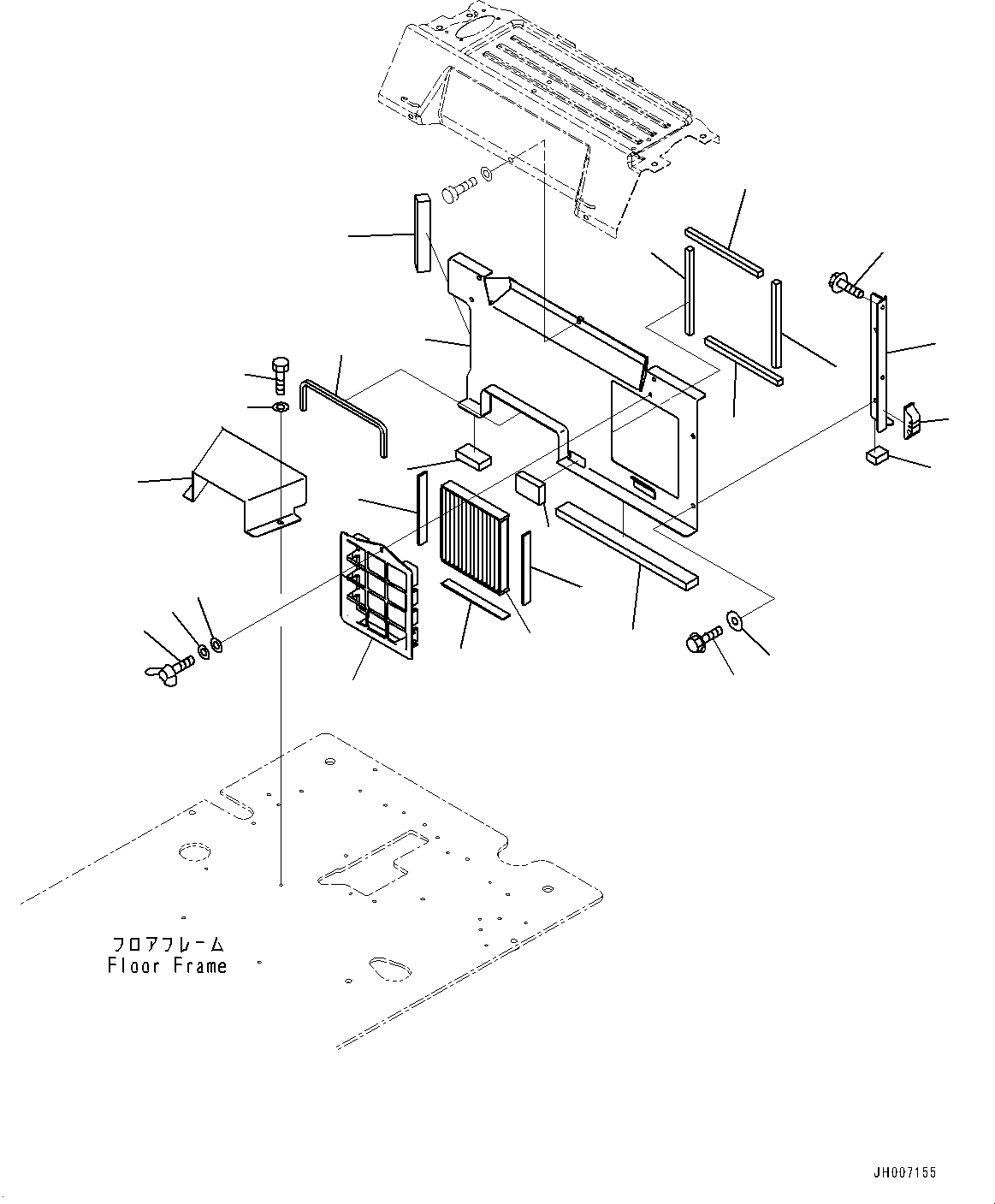 Komatsu parts book diagram for PC200LC-8M0 S/N C10001-UP: CAB, CAB IN PARTS, PARTITION AND RECIRCULATION AIR FILTER(#C10001-C10000)