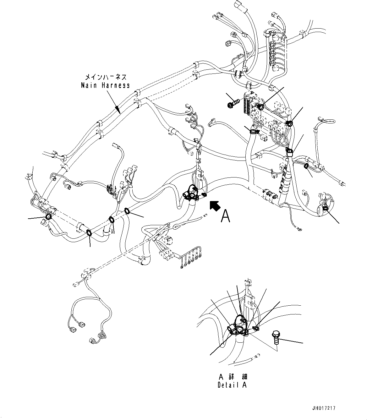 Komatsu parts book diagram for PC200LC-8M0 S/N C10001-UP: CAB, CAB IN PARTS, MAIN WIRING HARNESS CLAMP(#C10001-C10000)