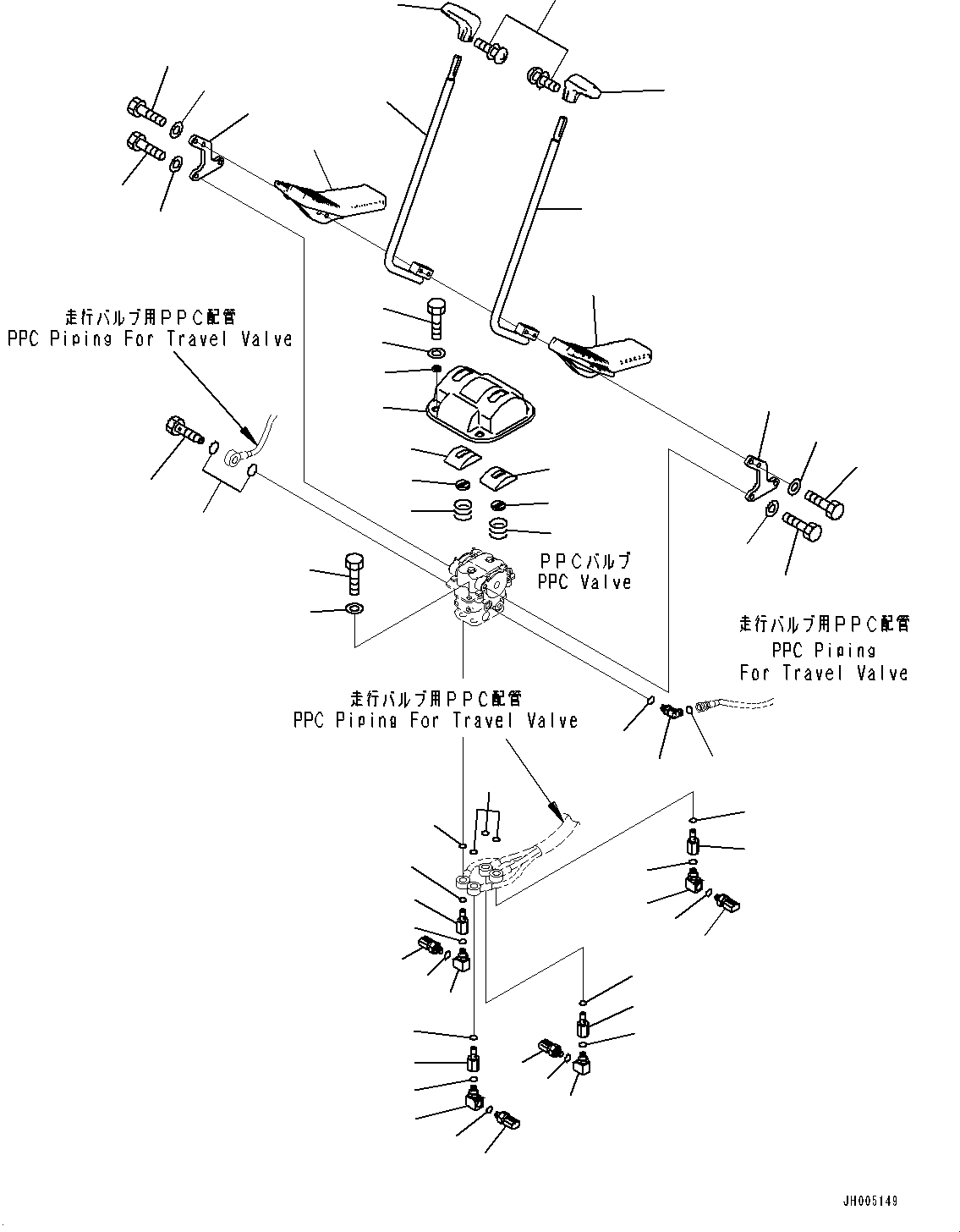 Komatsu parts book diagram for PC200LC-8M0 S/N C10001-UP: CAB, FLOOR, TRAVEL CONTROL LEVER(#C10001-)