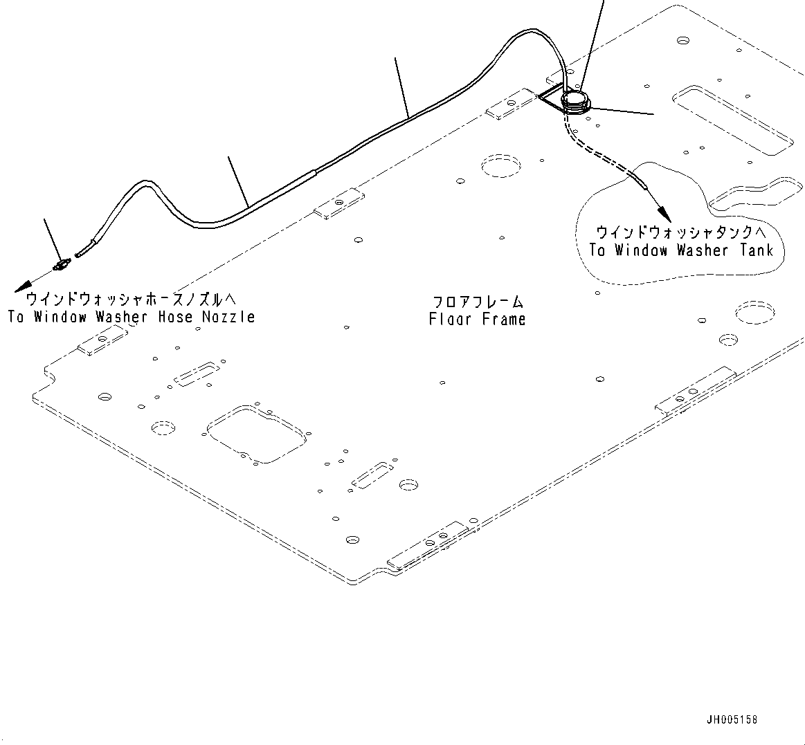 Komatsu parts book diagram for PC200LC-8M0 S/N C10001-UP: CAB, FLOOR, WINDOW WASHER HOSE(#C13138-)