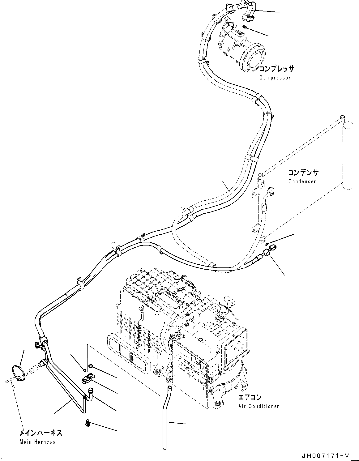 Komatsu parts book diagram for PC200LC-8M0 S/N C10001-UP: CAB, FLOOR, AIR CONDITIONER PIPING(#C10001-)