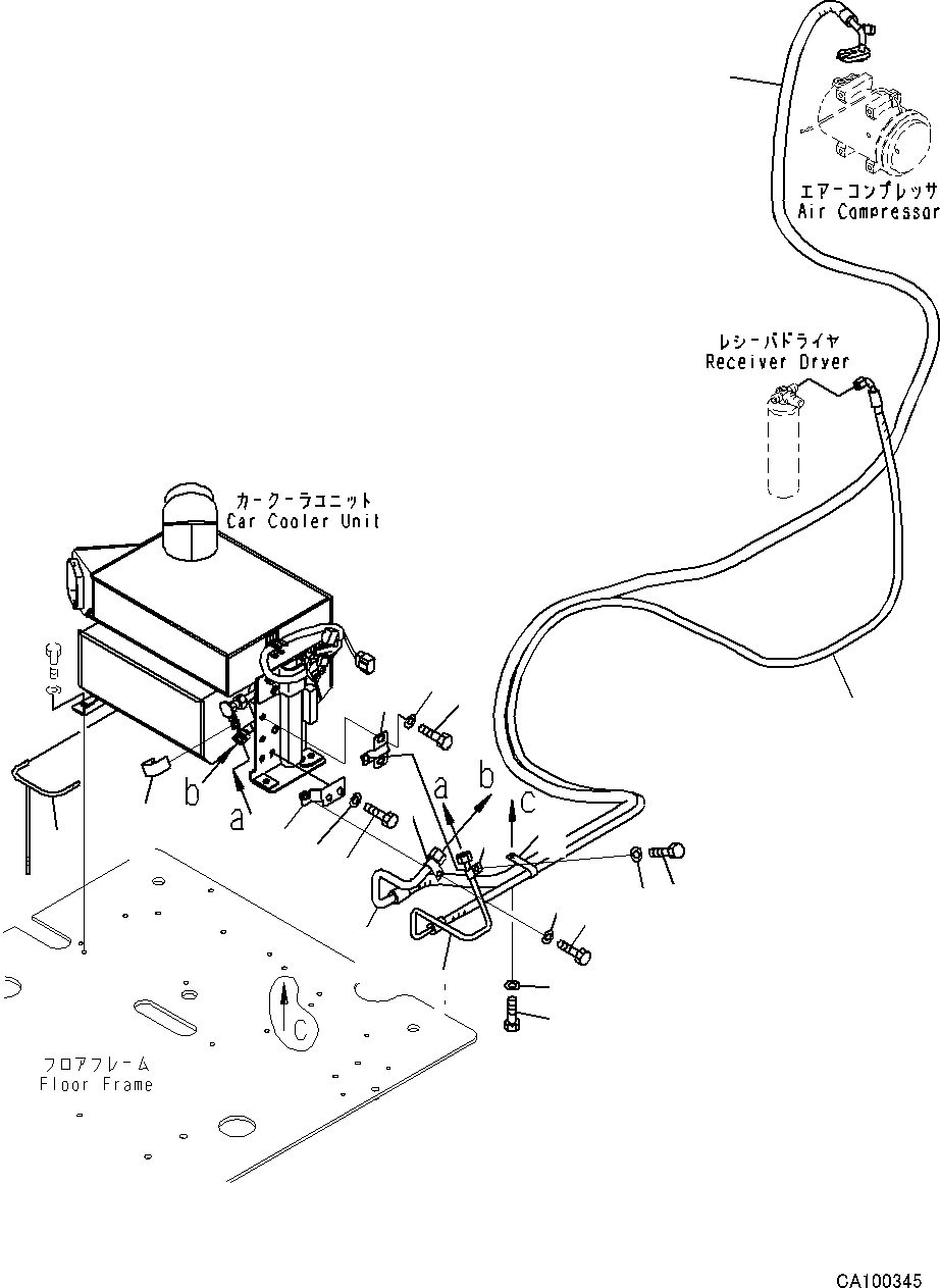 Komatsu parts book diagram for PC200LC-8M0 S/N C10001-UP: CAB, FLOOR, COOLER HOSE(#C13138-)