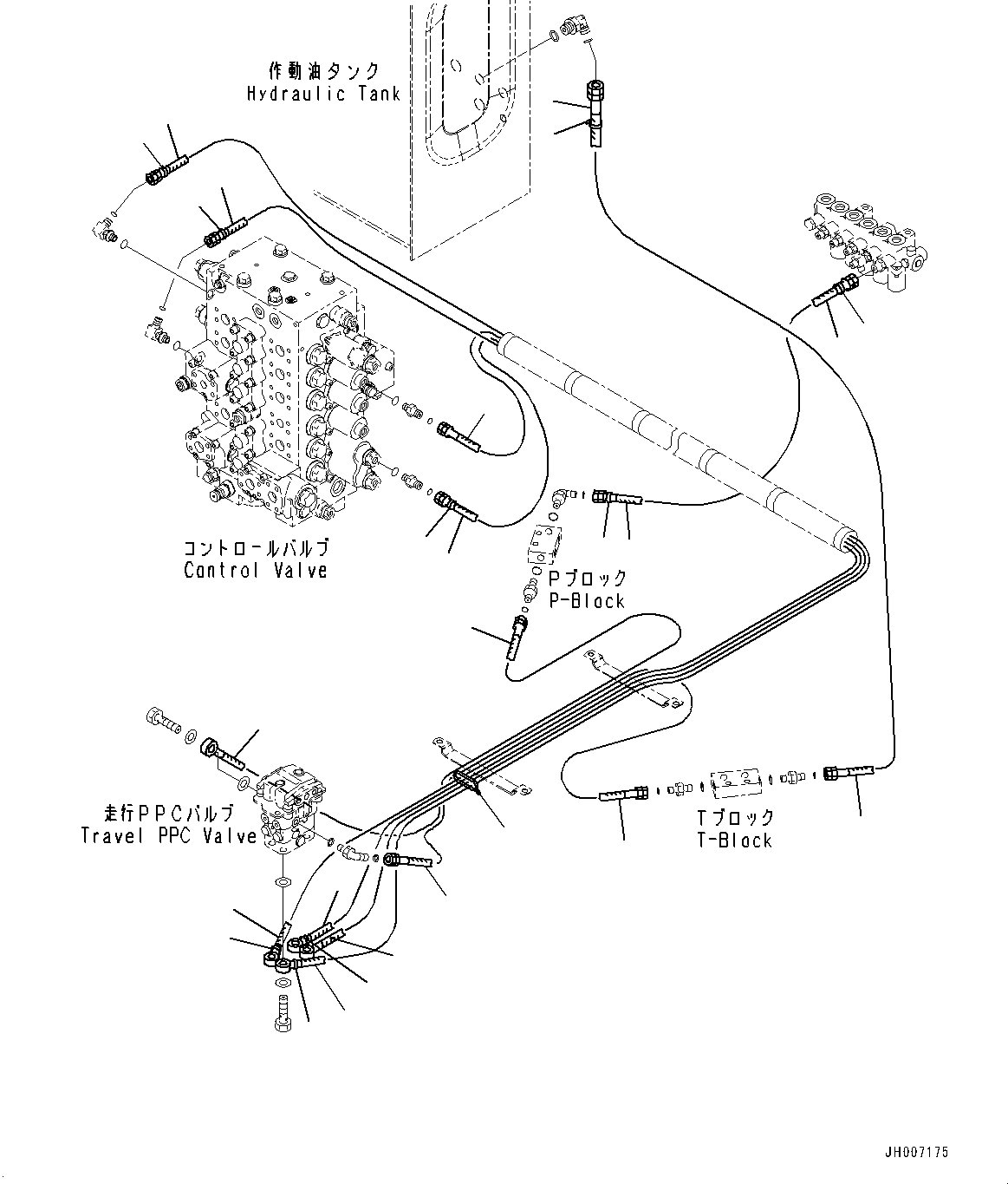 Komatsu parts book diagram for PC200LC-8M0 S/N C10001-UP: CAB, FLOOR, PPC PIPING FOR TRAVEL VALVE(#C10001-C13137)