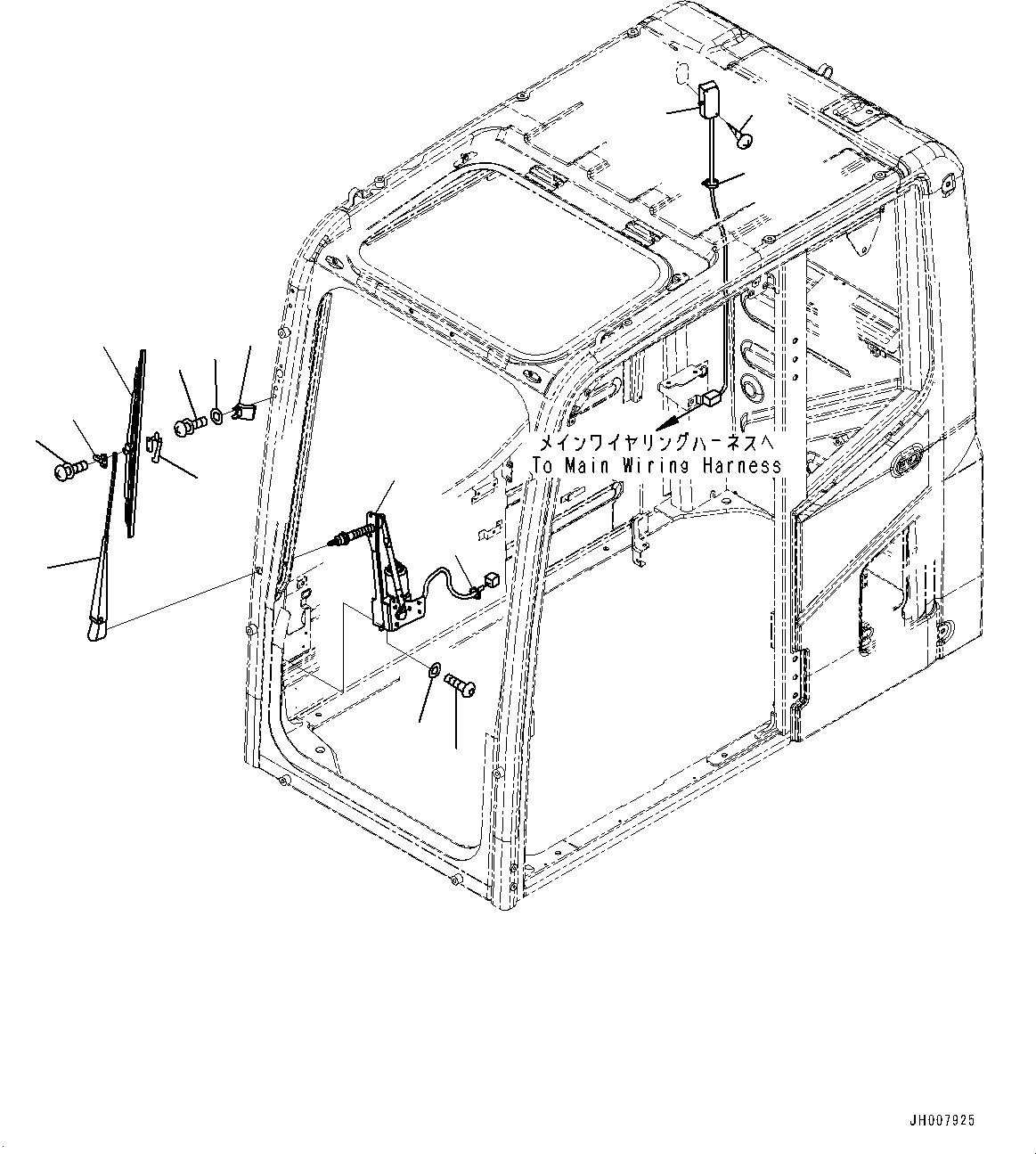 Komatsu parts book diagram for PC200LC-8M0 S/N C10001-UP: CAB, WIPER AND ROOM LAMP(#C13138-)