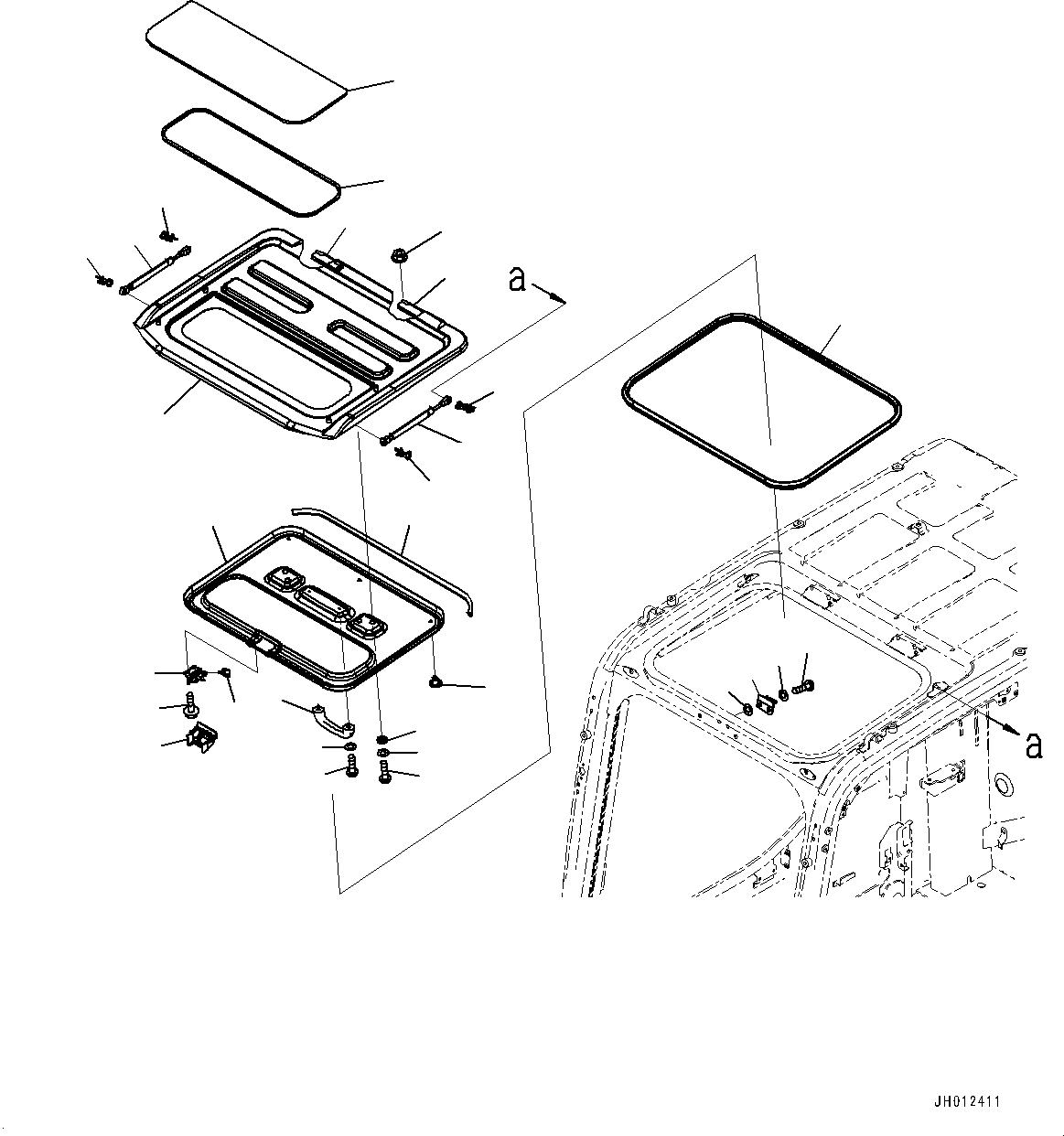 Komatsu parts book diagram for PC200LC-8M0 S/N C10001-UP: CAB, ROOF VENTILATOR (AUSTRALIA SPEC.)(#C10001-)