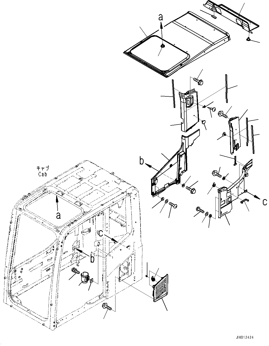 Komatsu parts book diagram for PC200LC-8M0 S/N C10001-UP: CAB, ROOF COVER AND AIR INTAKE (AUSTRALIA SPEC.)(#C10001-)
