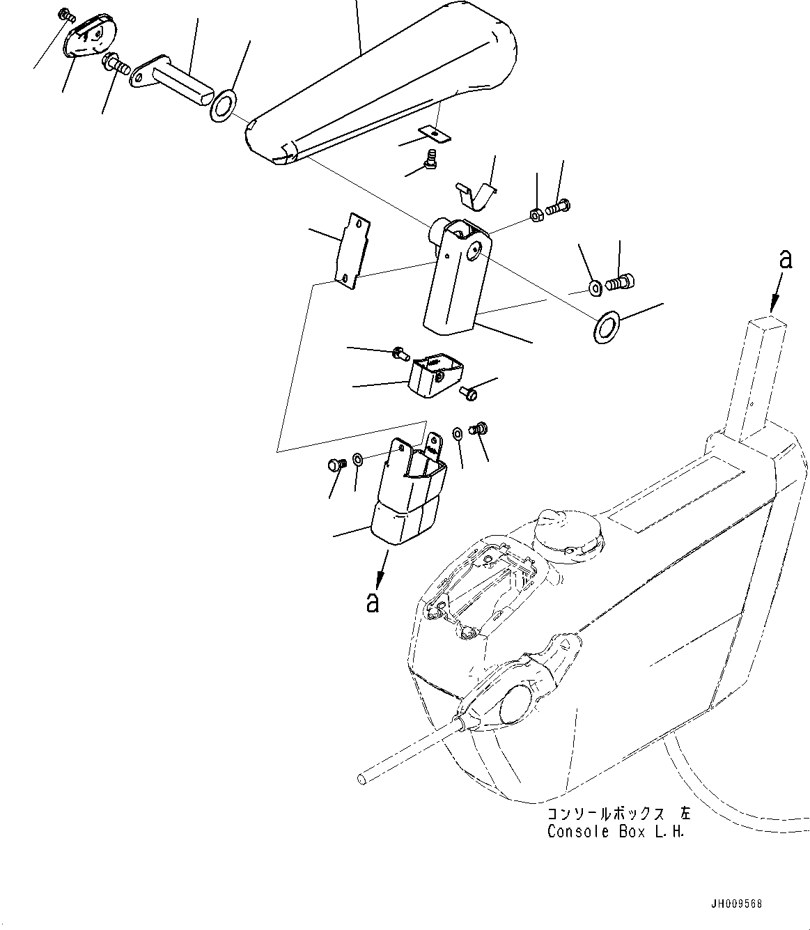 Komatsu parts book diagram for PC200LC-8M0 S/N C10001-UP: CAB, FLOOR, ARMREST, L.H. (AUSTRALIA SPEC.)(#C10001-)