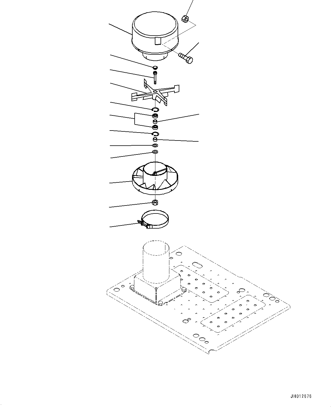 Komatsu parts book diagram for PC200LC-8M0 S/N C10001-UP: MACHINE CAB COVER, INNER PARTS, PRE-CLEANER (PRE-CLEANER)(#C10001-)