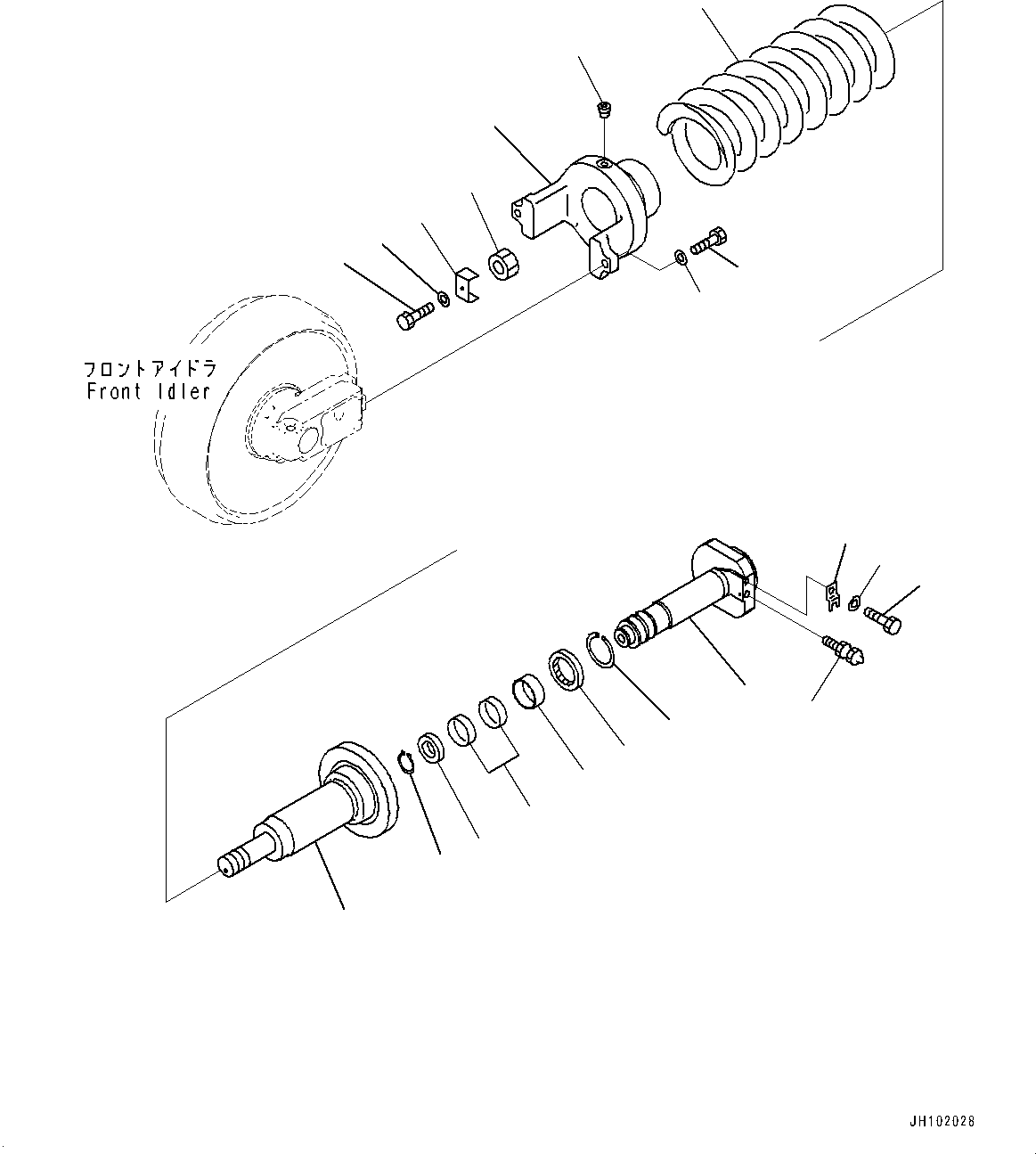 Komatsu parts book diagram for PC200LC-8M0 S/N C10001-UP: FRONT IDLER AND IDLER CUSHION, IDLER CUSHION(#C10001-)