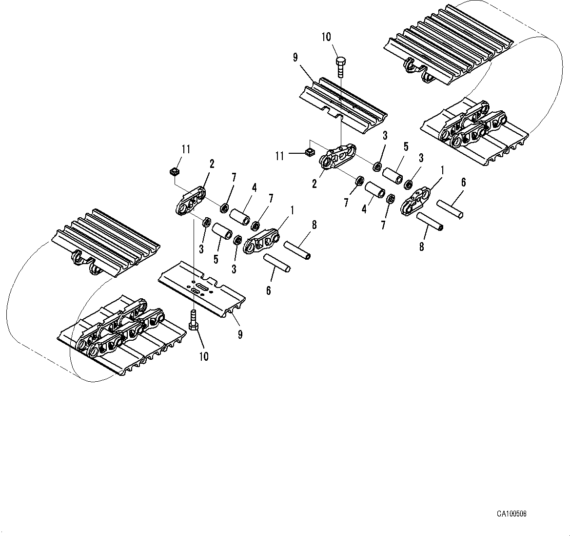 Komatsu parts book diagram for PC200LC-8M0 S/N C10001-UP: TRACK SHOE ASSEMBLY, (600MM WIDTH)(#C10001-)