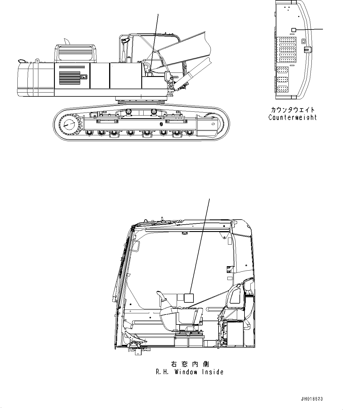 Komatsu parts book diagram for PC200LC-8M0 S/N C10001-UP: WARNING PLATE, (ENGLISH)(#C10001-C10000)