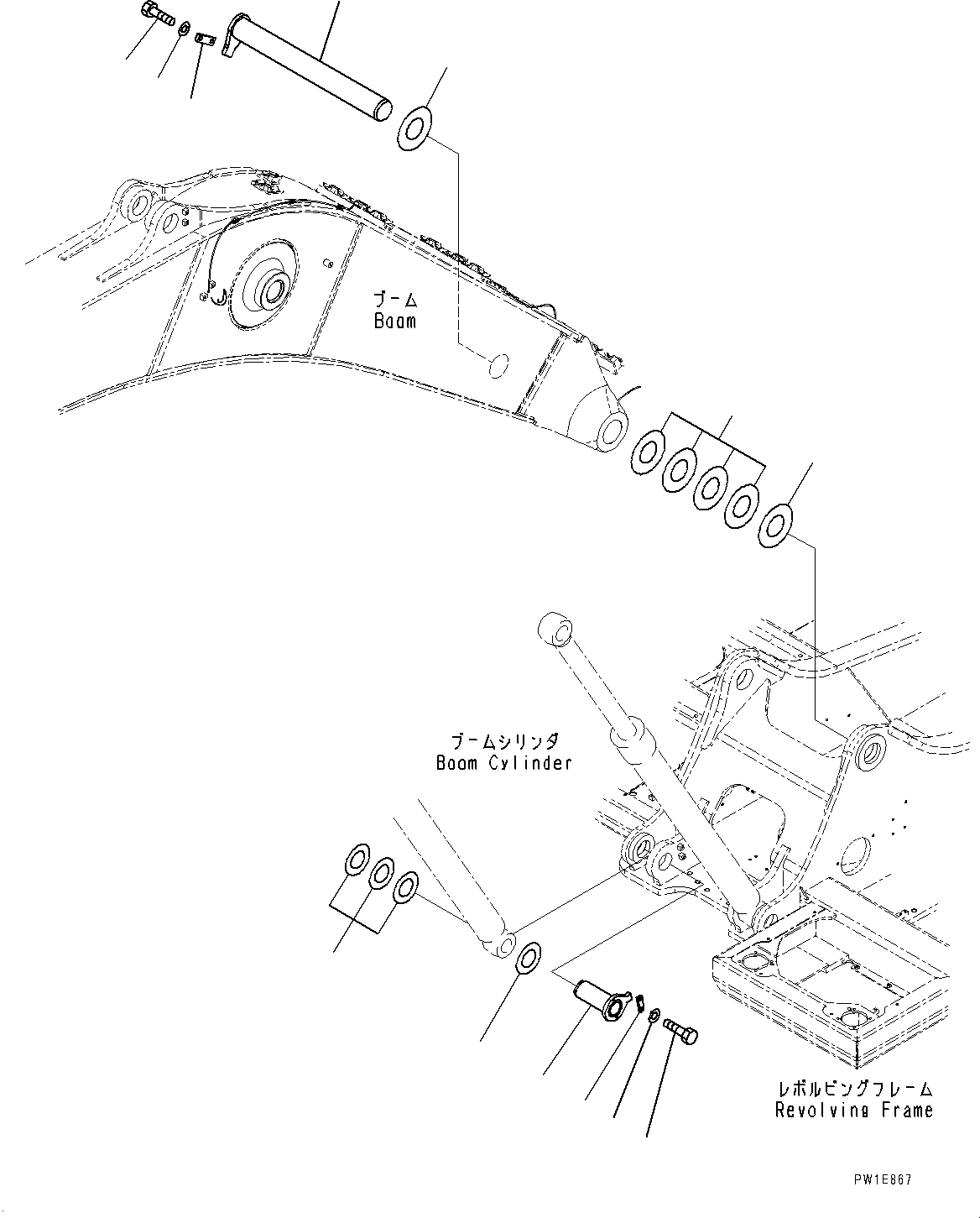 Komatsu parts book diagram for PC360-8M2 S/N 83184-UP: BOOM FOOT PIN, (#83184-)