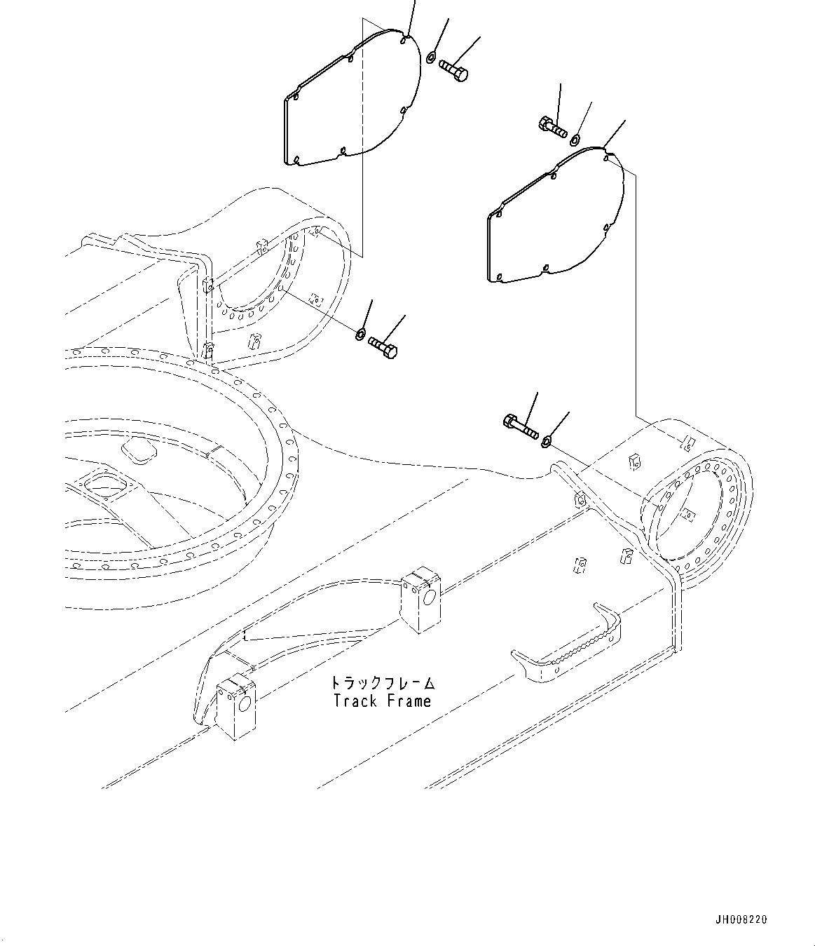 Komatsu parts book diagram for PC360-8M2 S/N 83184-UP: TRAVEL MOTOR AND FINAL DRIVE, COVER(#80001-)