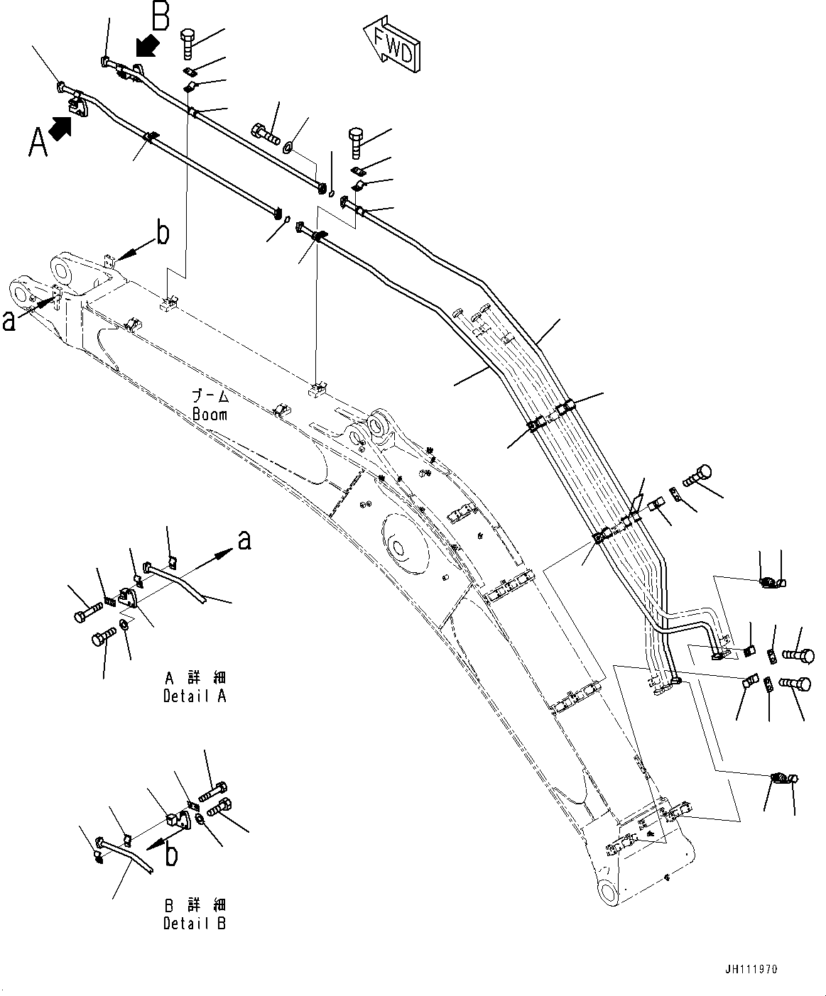 Komatsu parts book diagram for PC360-8M2 S/N 83184-UP: BOOM, BUCKET CYLINDER PIPING(#83184-)