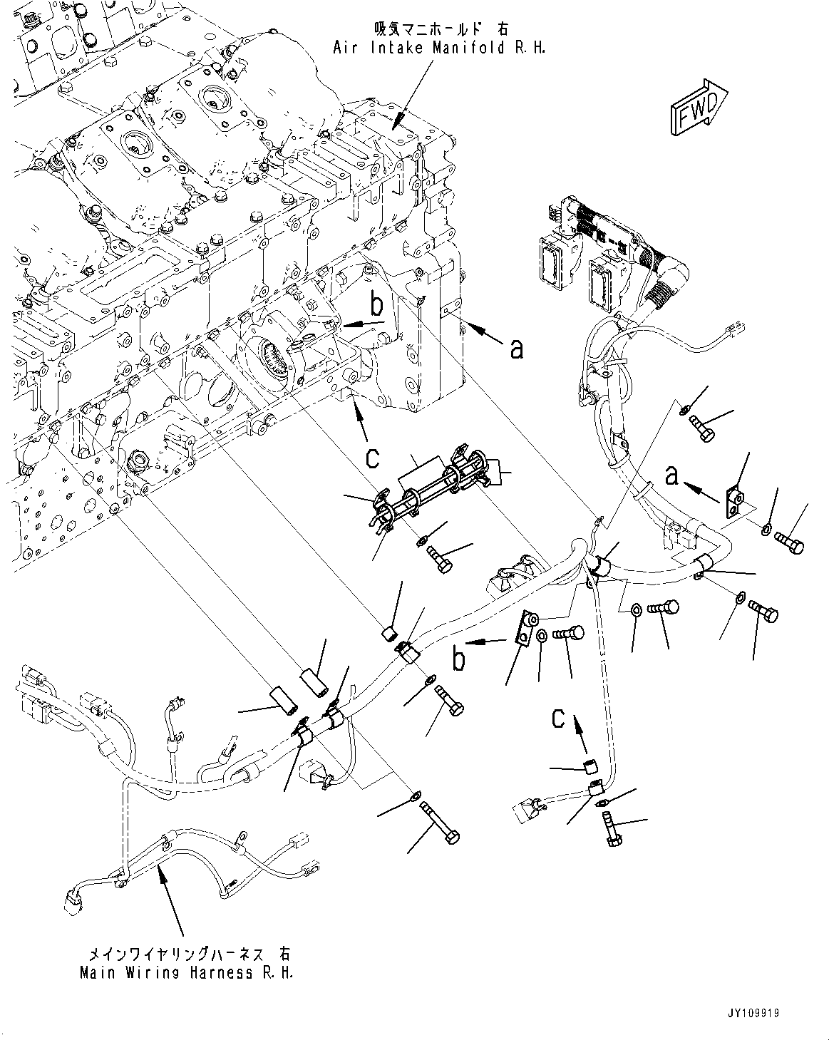 Engines Komatsu / SAA12V140E-7 S/N 900088-UP (For D475A-8R)(1001967c) / Wiring Harness, Main Wiring Harness, R.H. (2/5)(#900088-)(F004007 : A6810-001007)
