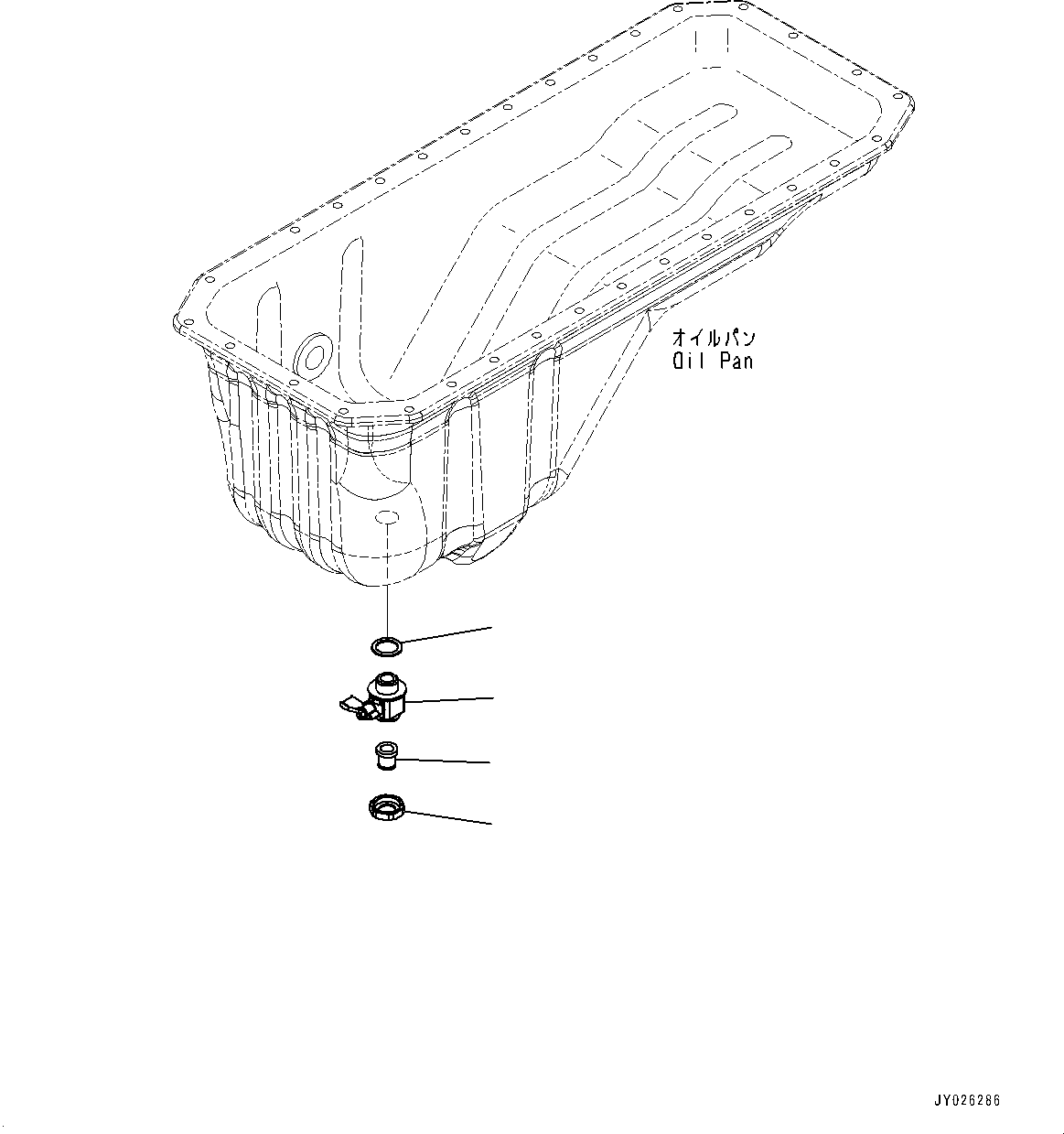 Komatsu parts book diagram for SAA6D107E-1 S/N 26701907-UP (For PC210-10M0): ENGINE OIL PAN DRAIN, (#26701907-)