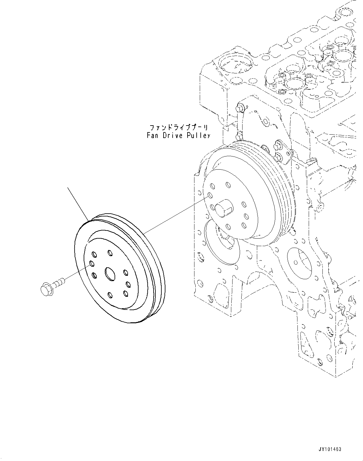 Komatsu parts book diagram for SAA6D107E-1 S/N 26701907-UP (For PC210-10M0): ACCESSORY DRIVE PULLEY, (#26701907-)