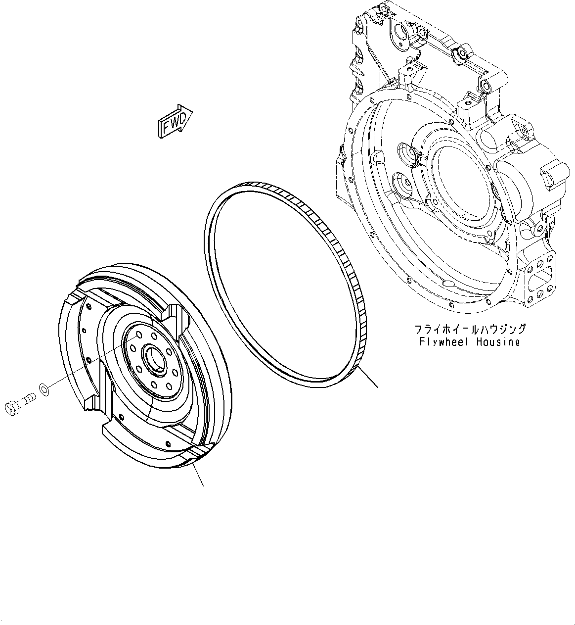 Komatsu parts book diagram for SAA6D107E-1 S/N 26701907-UP (For PC210-10M0): FLYWHEEL, (#26689866-)